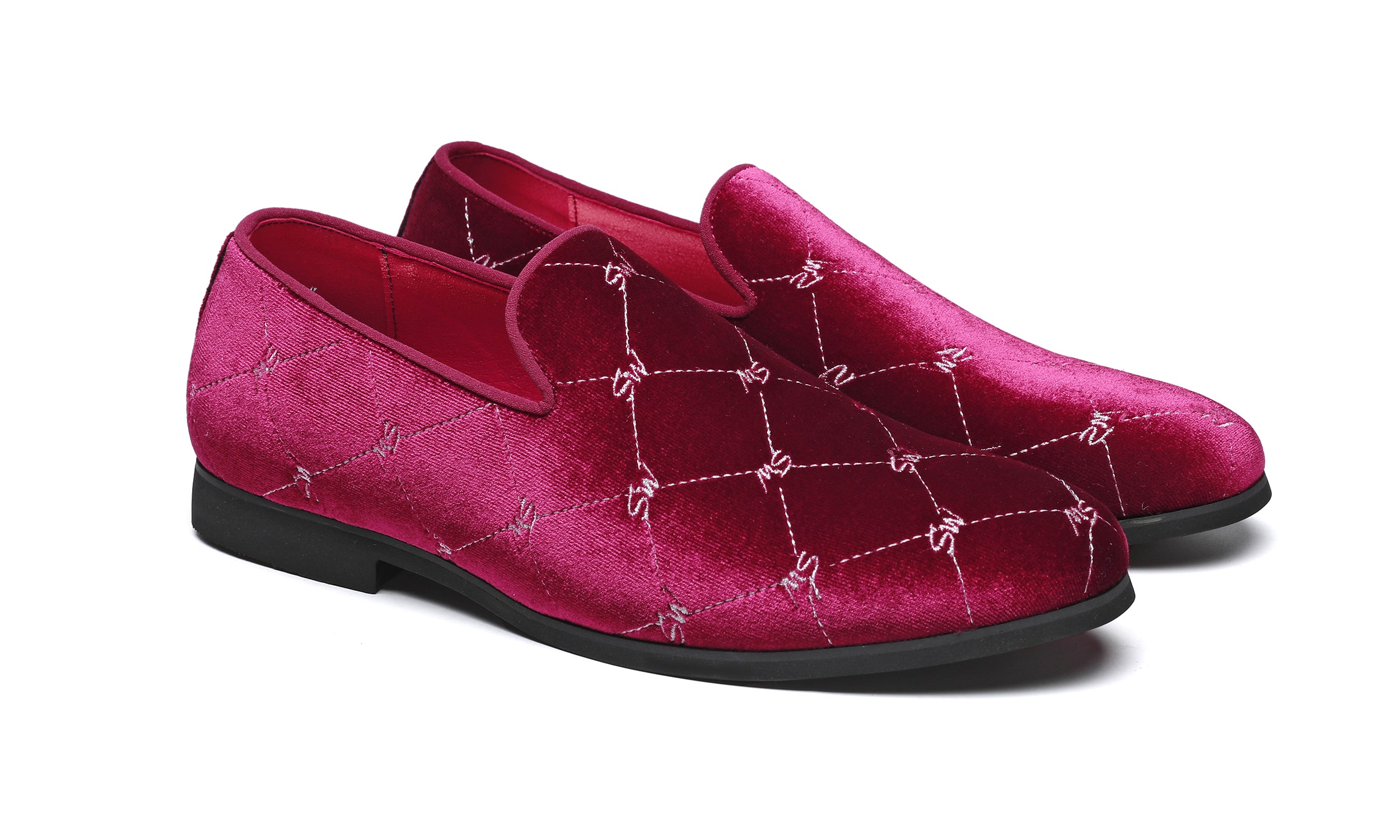 Mocasines de hombre de terciopelo con costuras plateadas