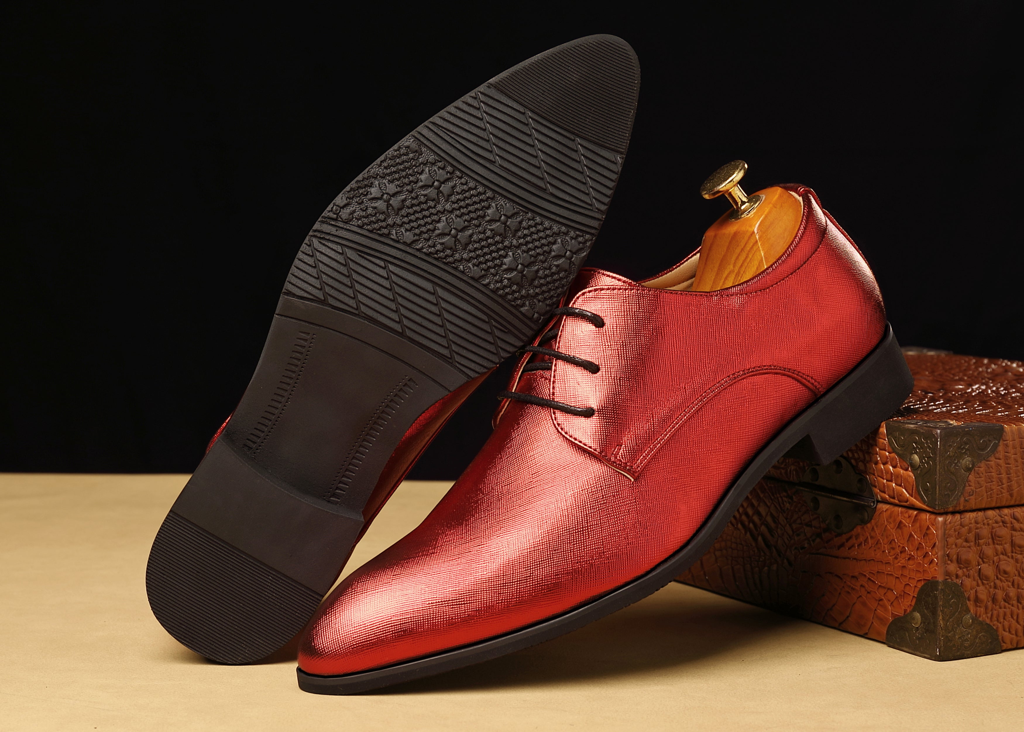 Men's Plain Matte Leather Derby Shoes