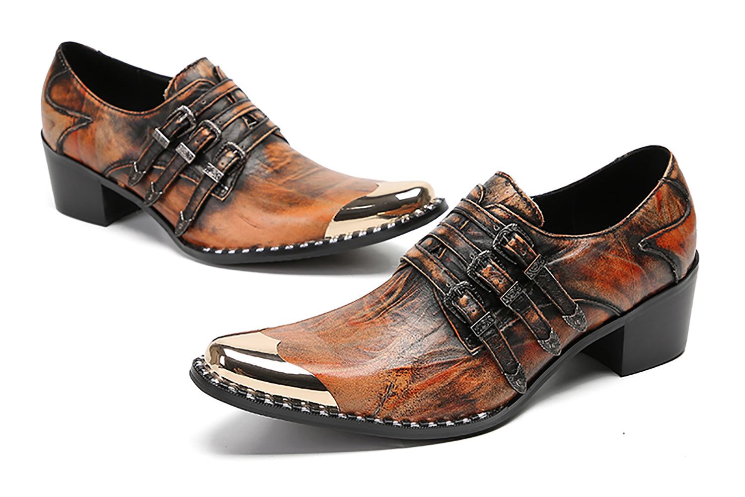 Mocasines con botones y puntera metálica para hombre Western