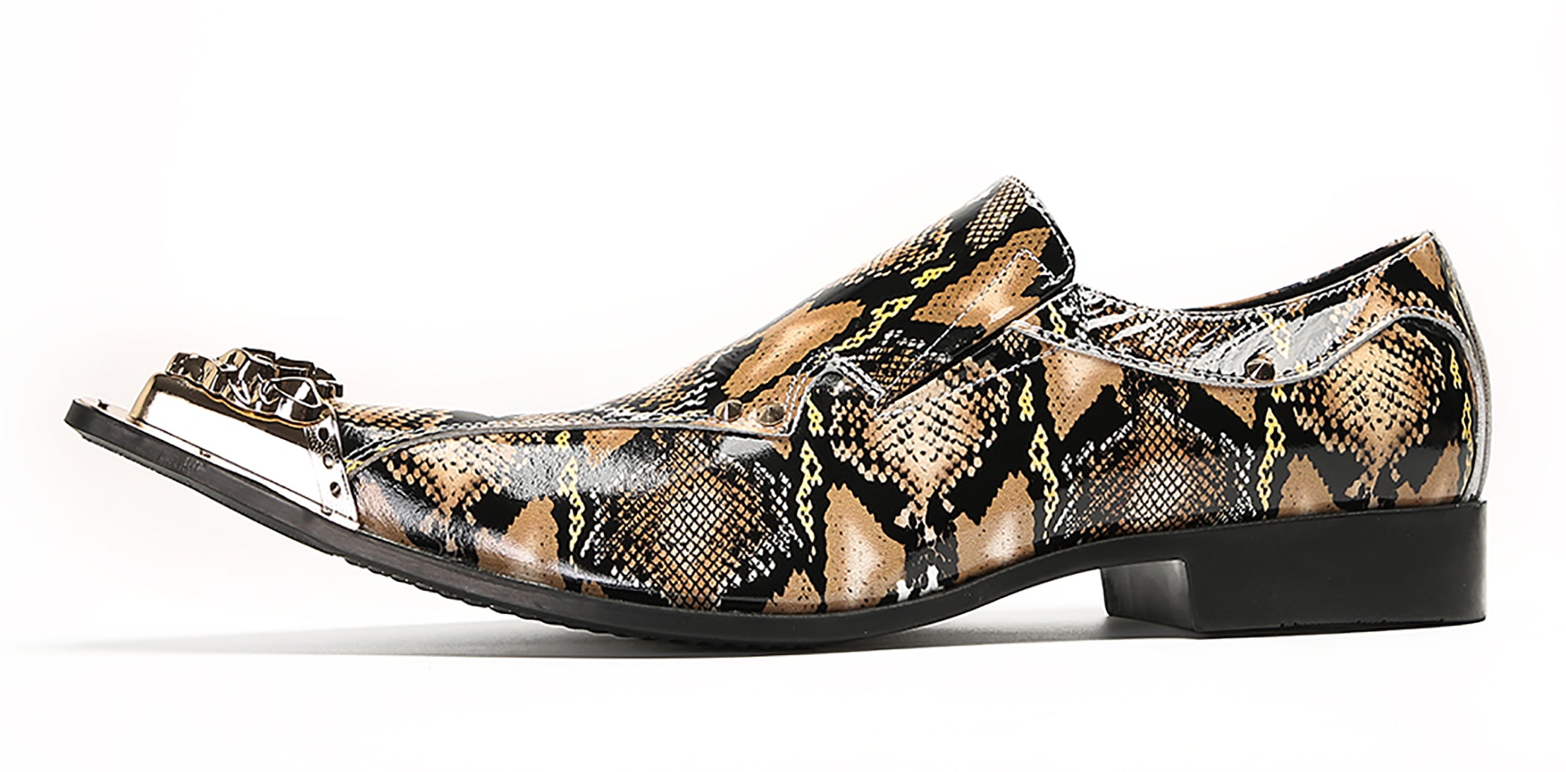 Mens Party Casual Metal Pointed Toe Ballroom Western Loafers