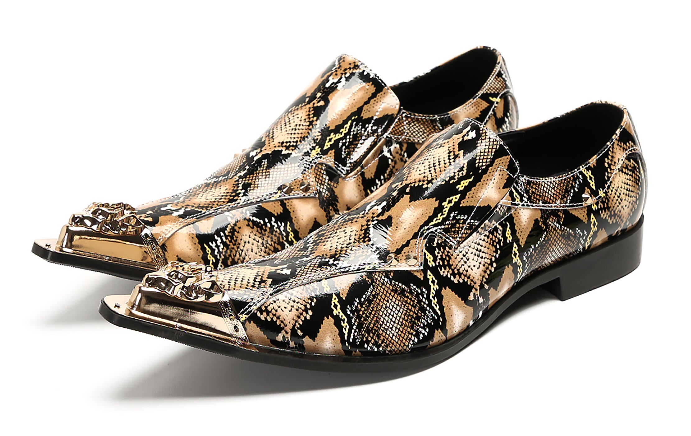 Mens Party Casual Metal Pointed Toe Ballroom Western Loafers