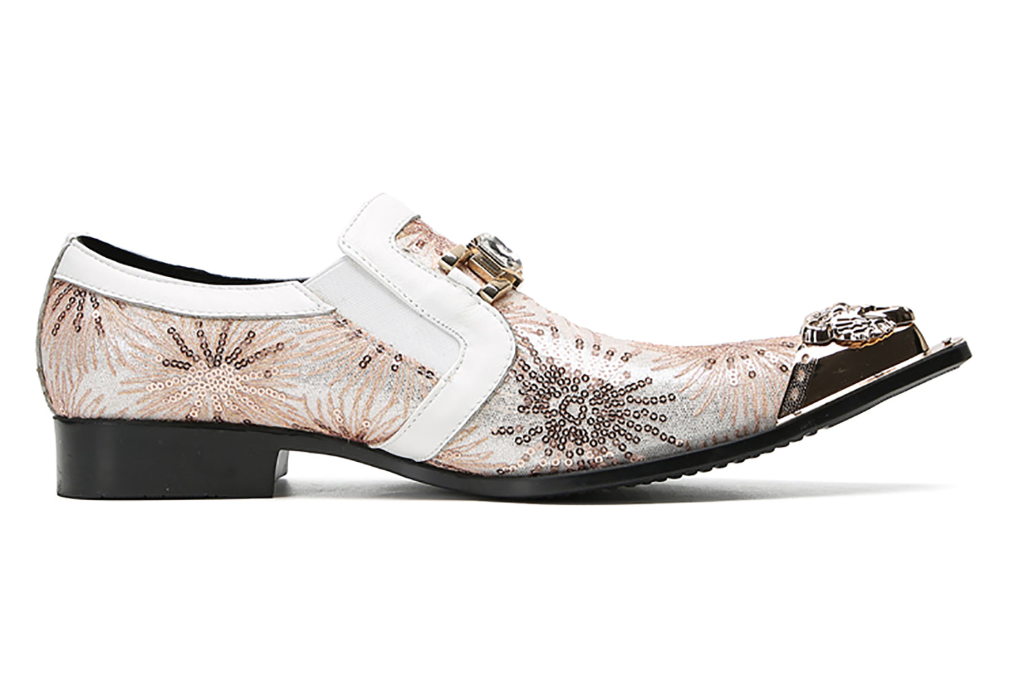 Men's Metal-Tip Toe Sequins Western Penny Loafers