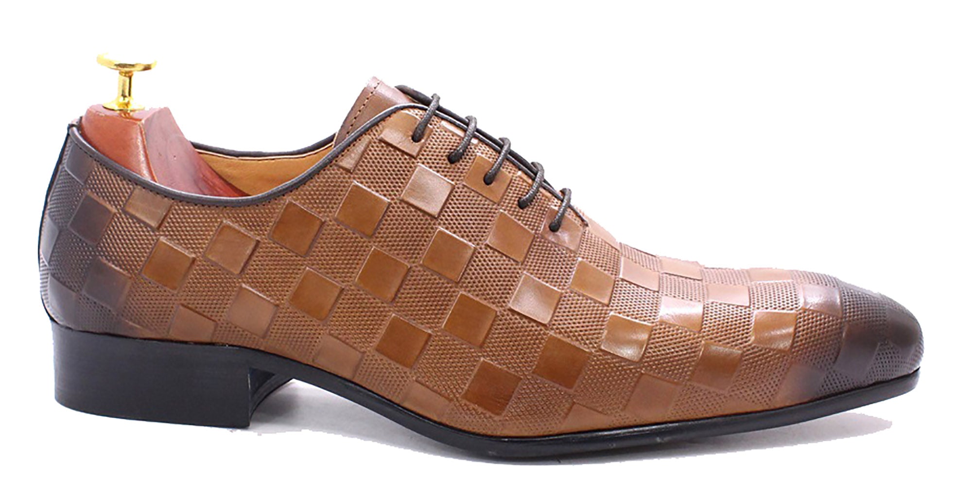 Men's Handmade Plaid Texture Oxfords