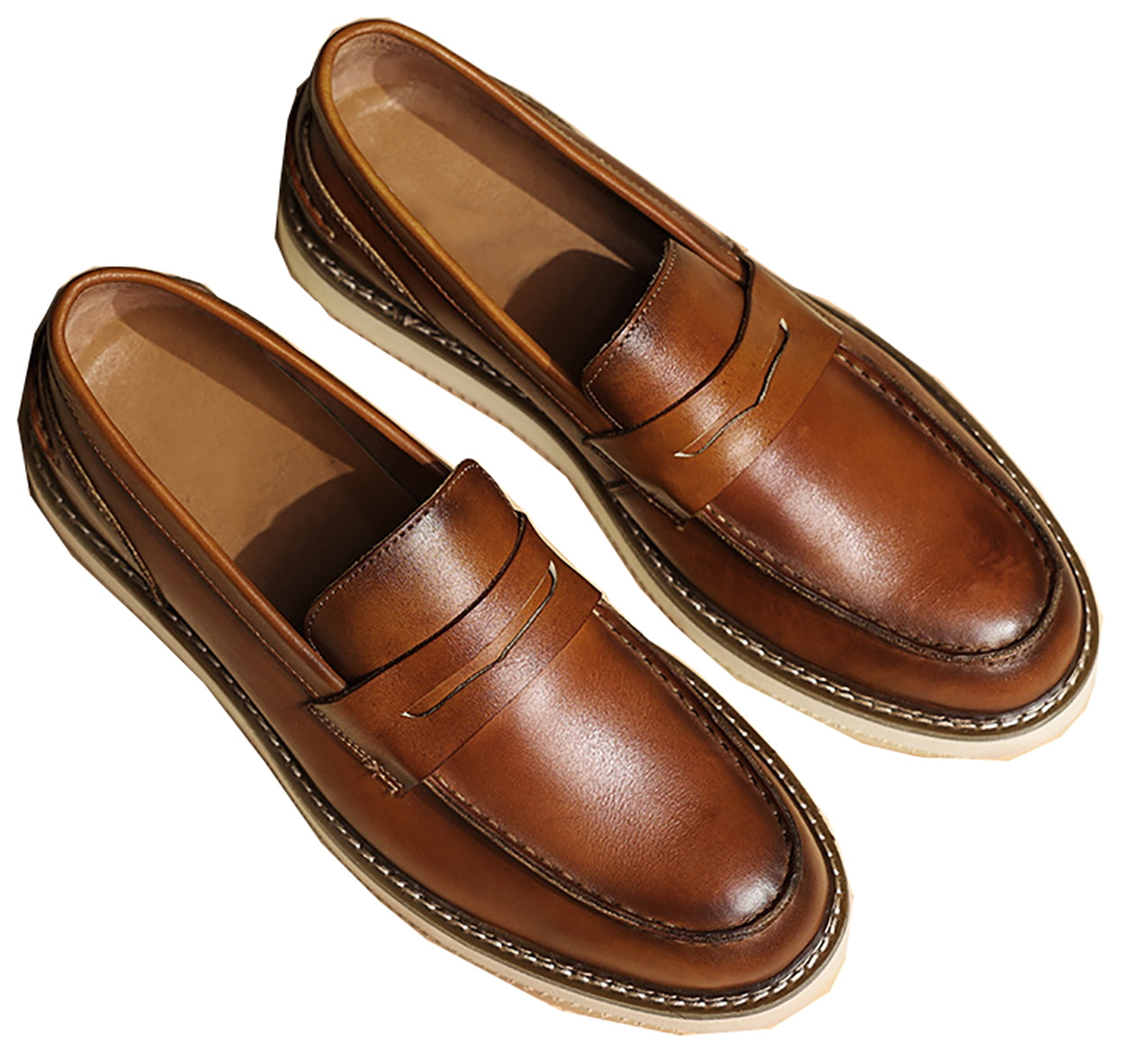 Men's Classic Genuine Leather Tuxedo Penny Loafers