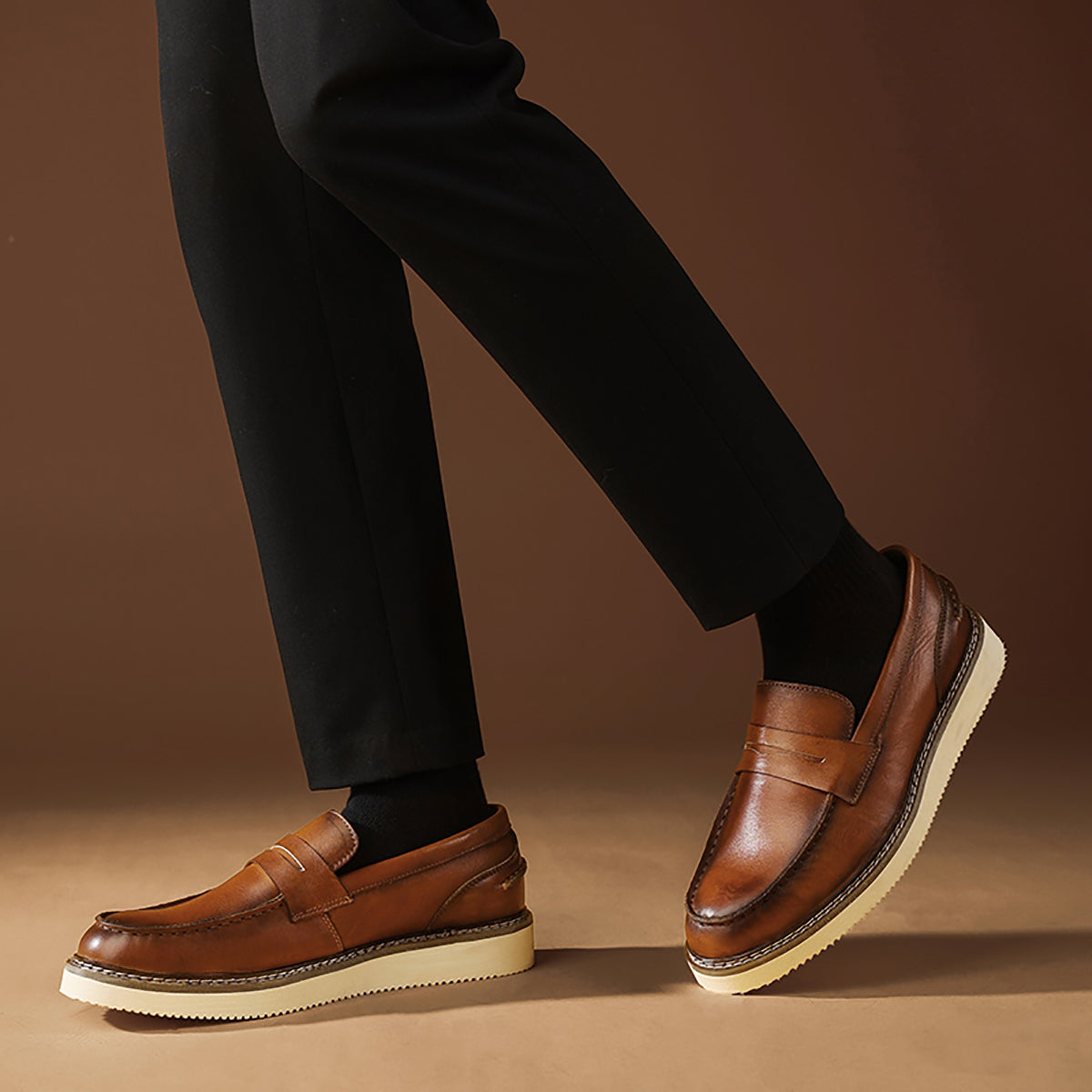 Men's Classic Genuine Leather Tuxedo Penny Loafers