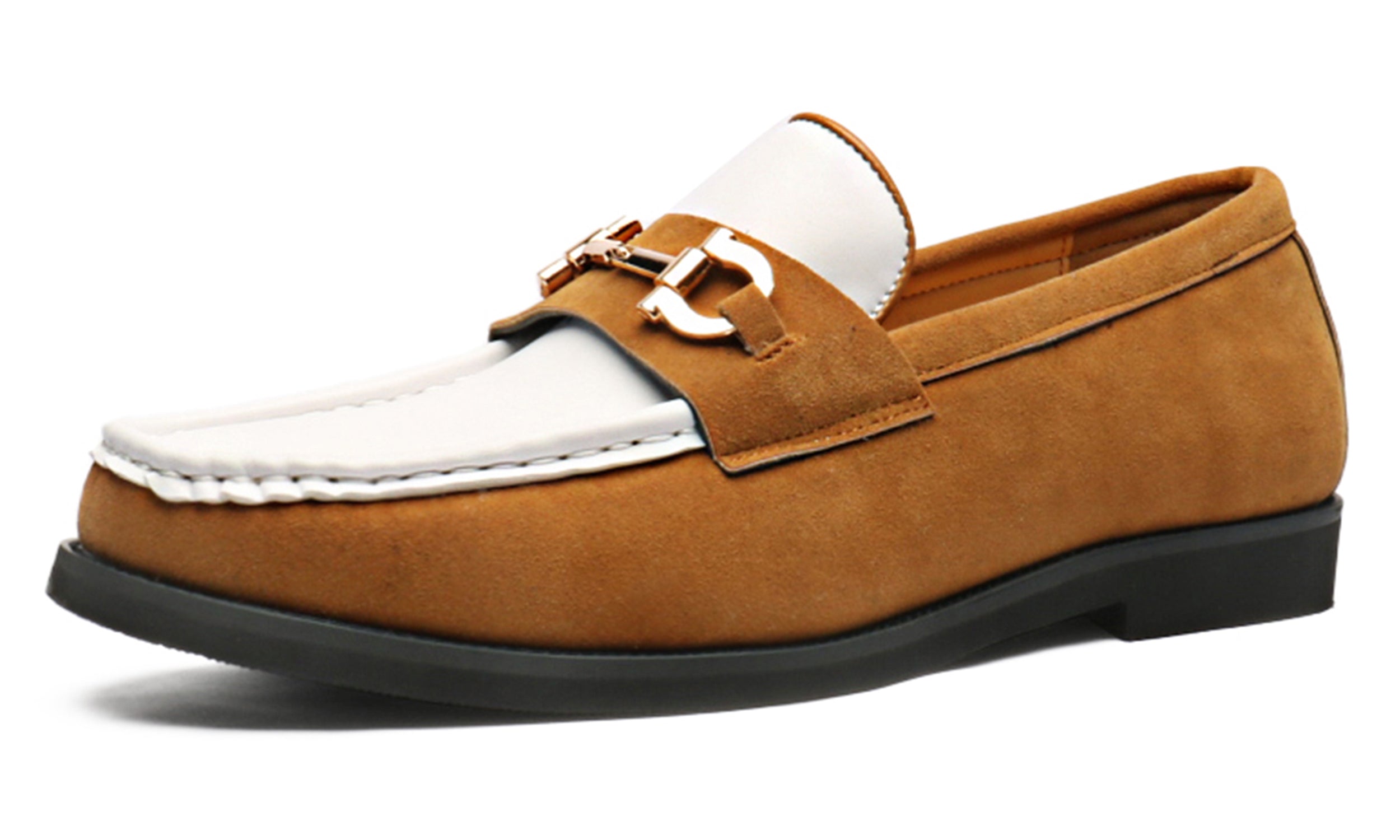 Mocasines de hombre de piel con adornos de ante Horsebit