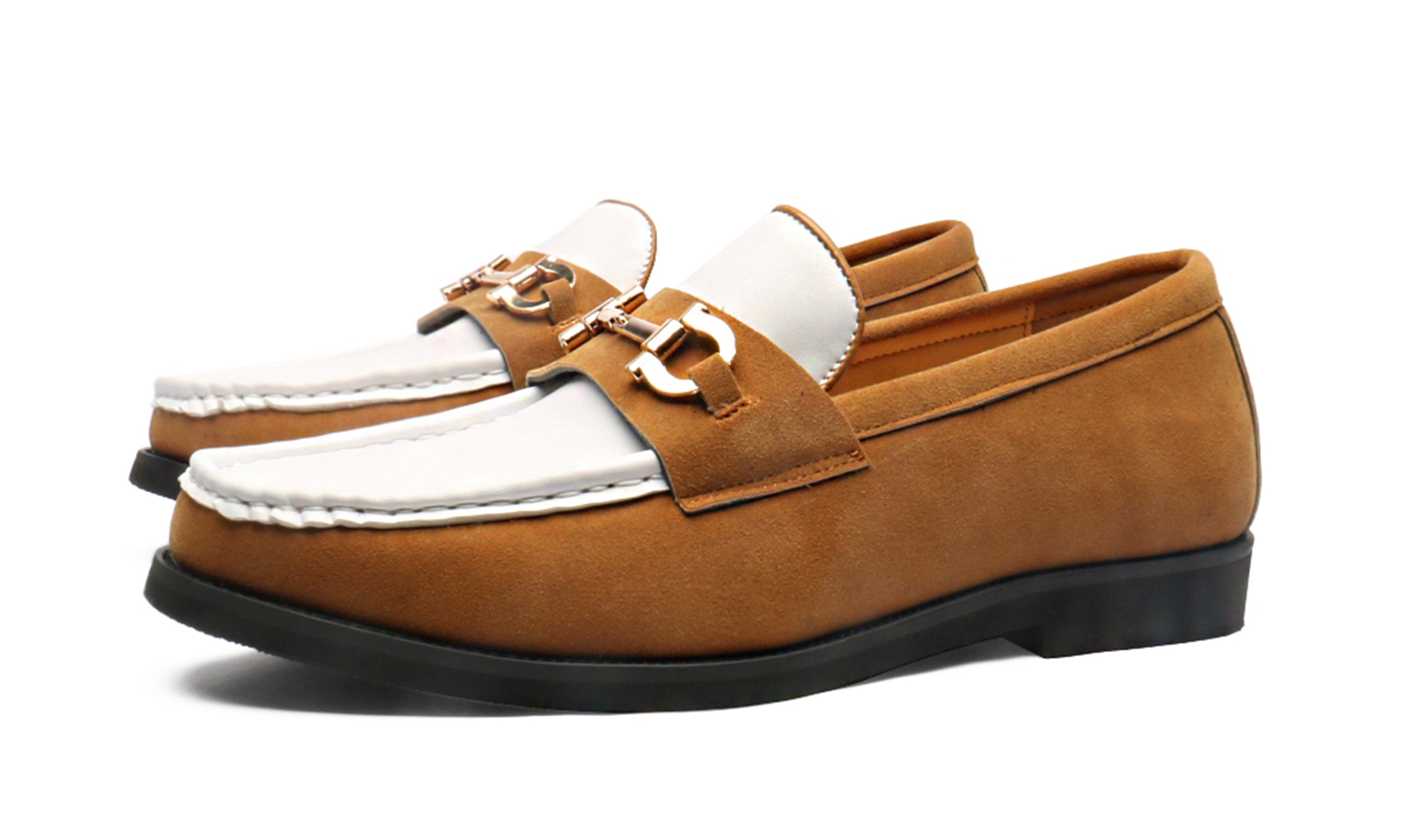 Mocasines de hombre de piel con adornos de ante Horsebit