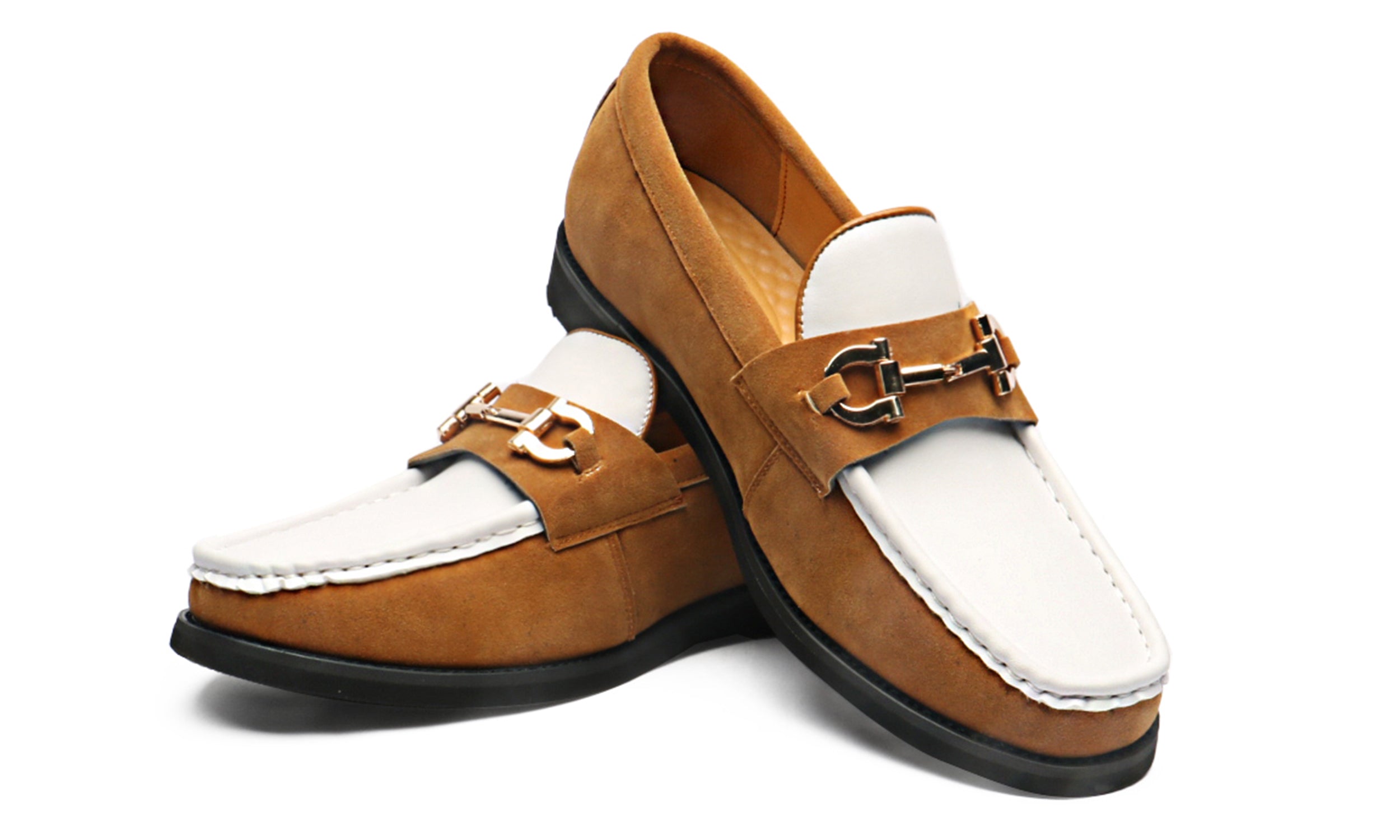 Mocasines de hombre de piel con adornos de ante Horsebit