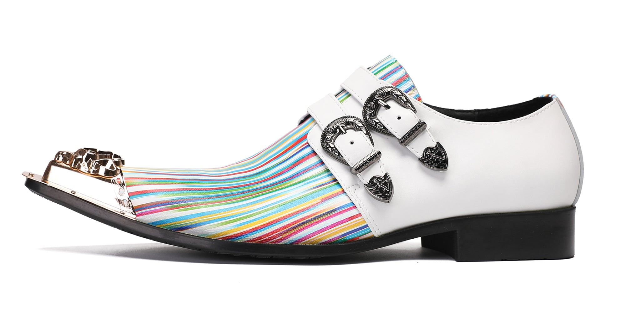 Mens Casual Dress Double Buckle Western Loafers