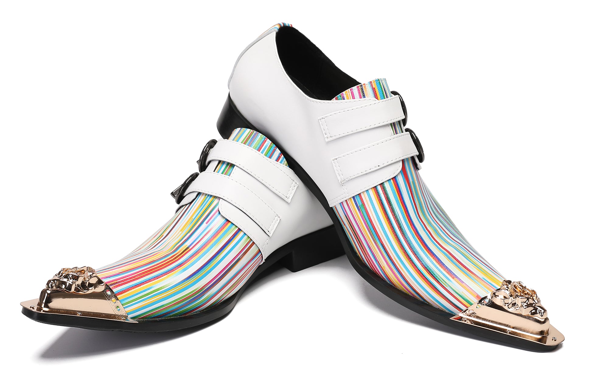 Mens Casual Dress Double Buckle Western Loafers