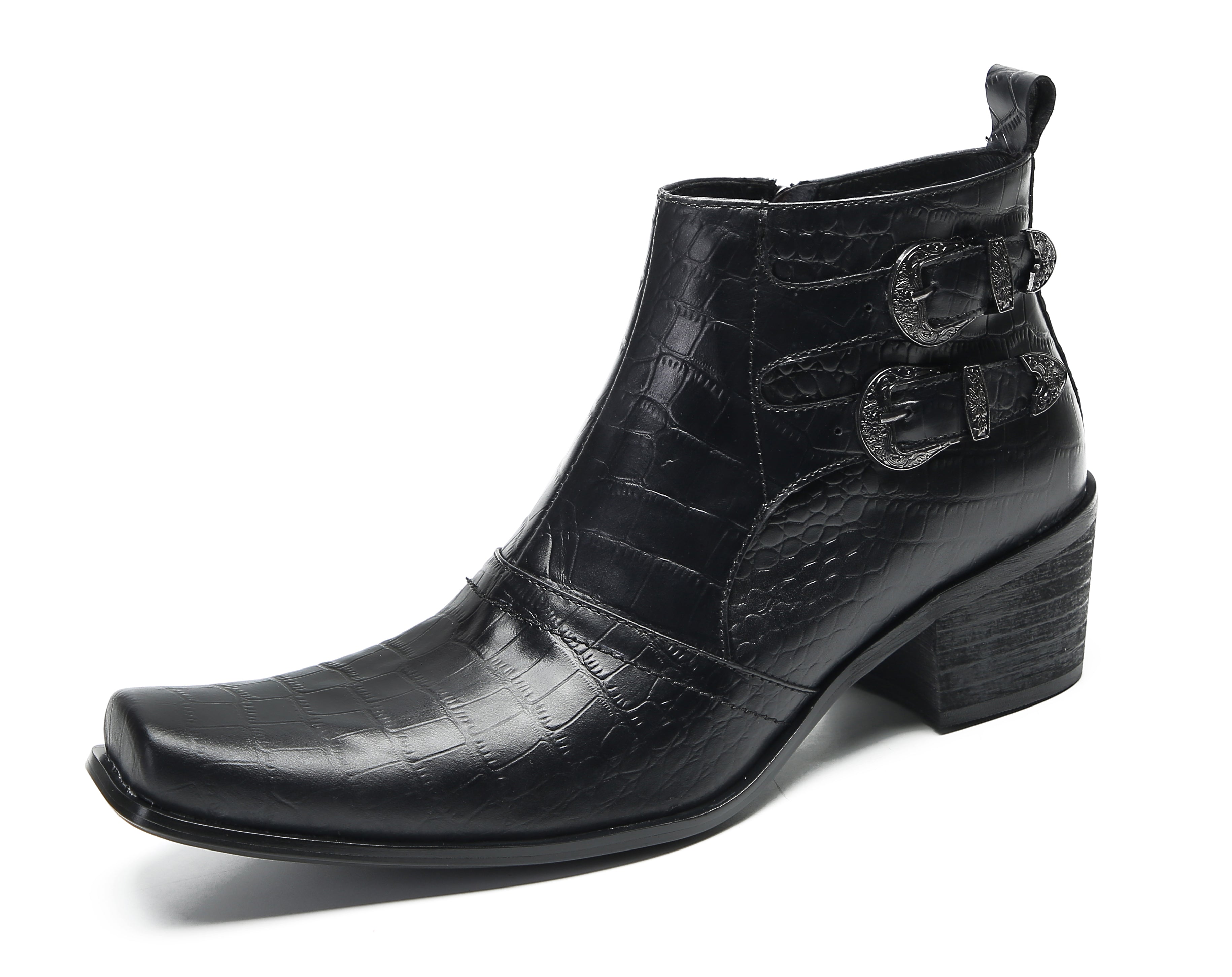 Men's Casual Plain Toe Double Buttons Boots