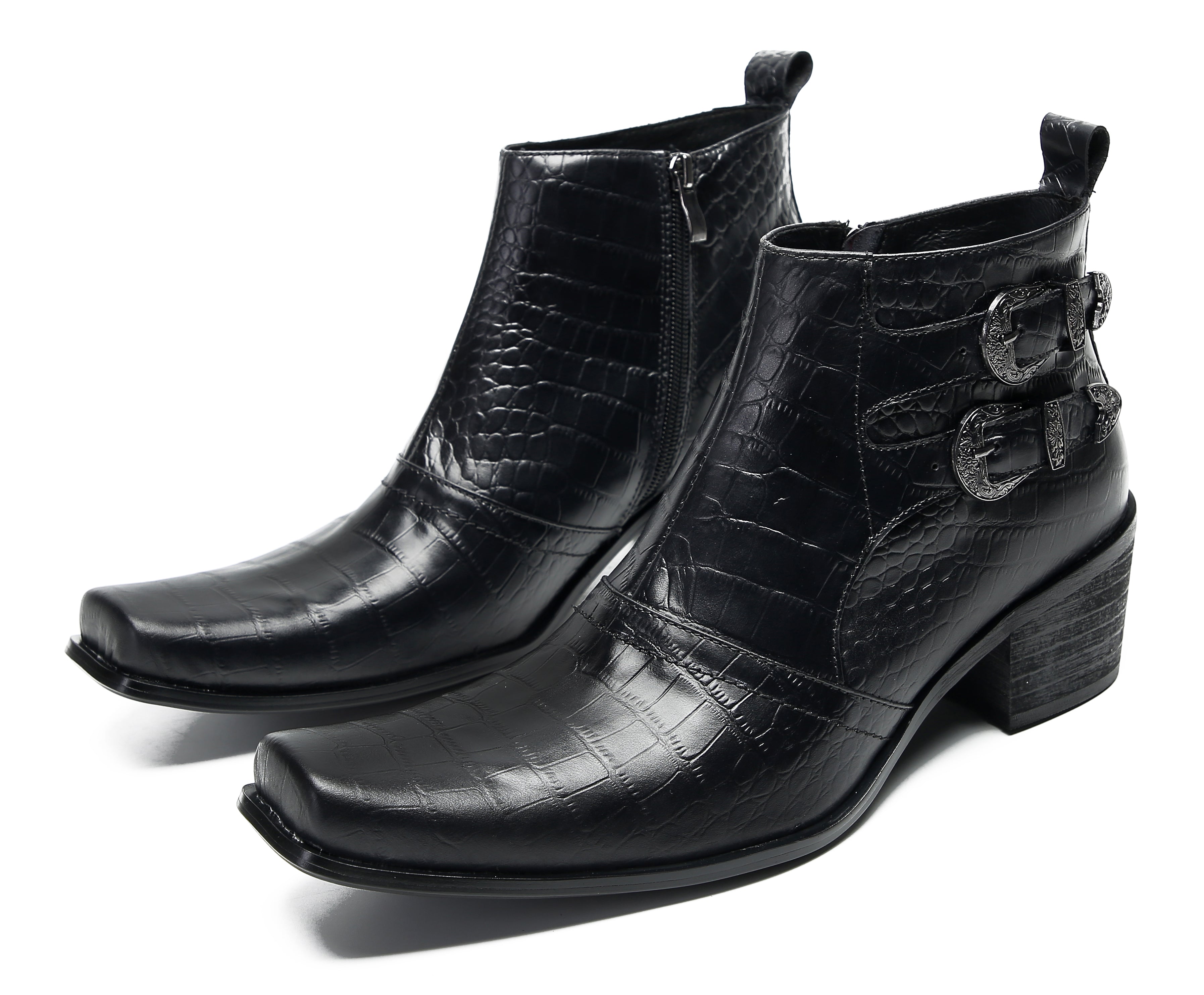 Men's Casual Plain Toe Double Buttons Boots