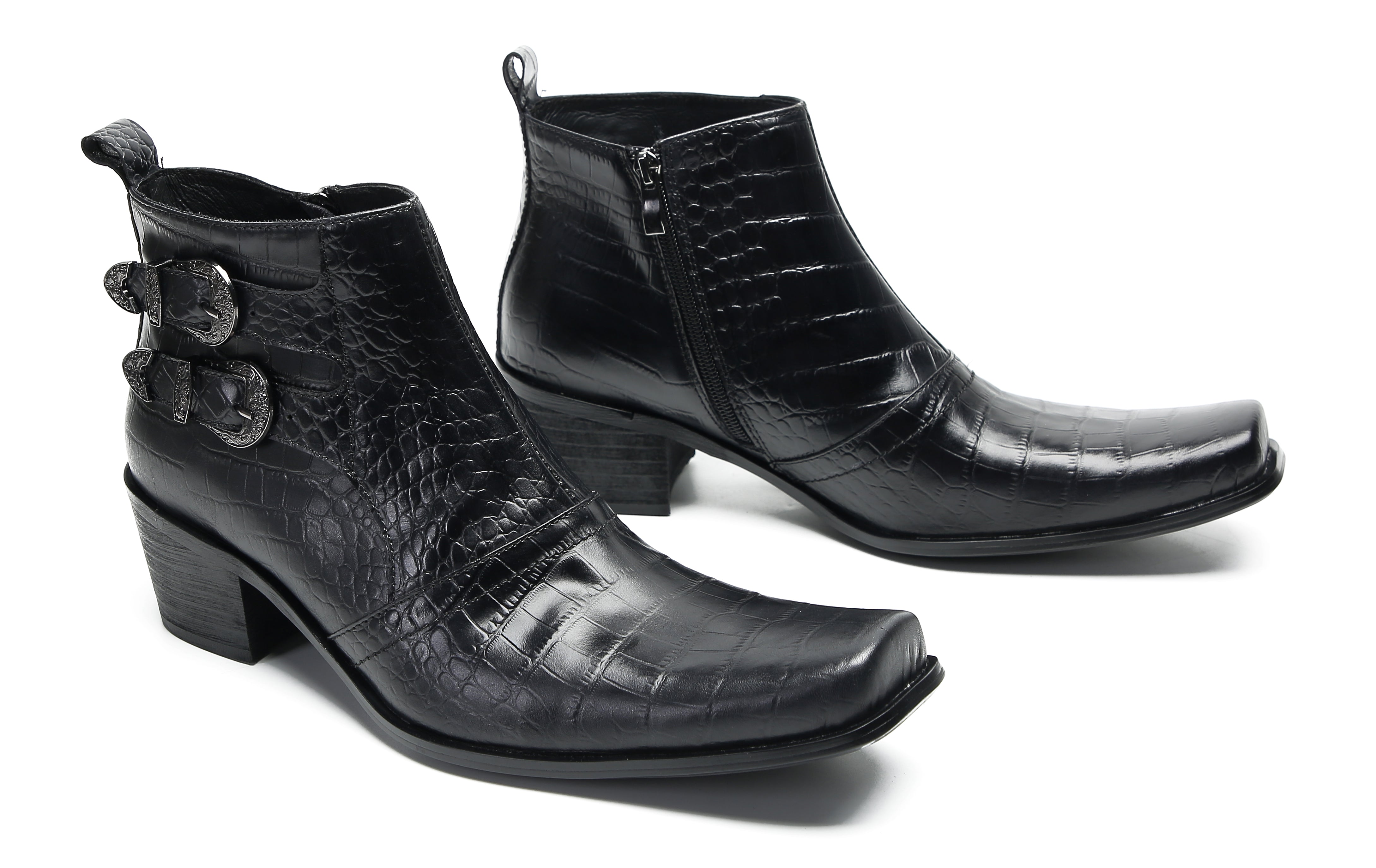 Men's Casual Plain Toe Double Buttons Boots