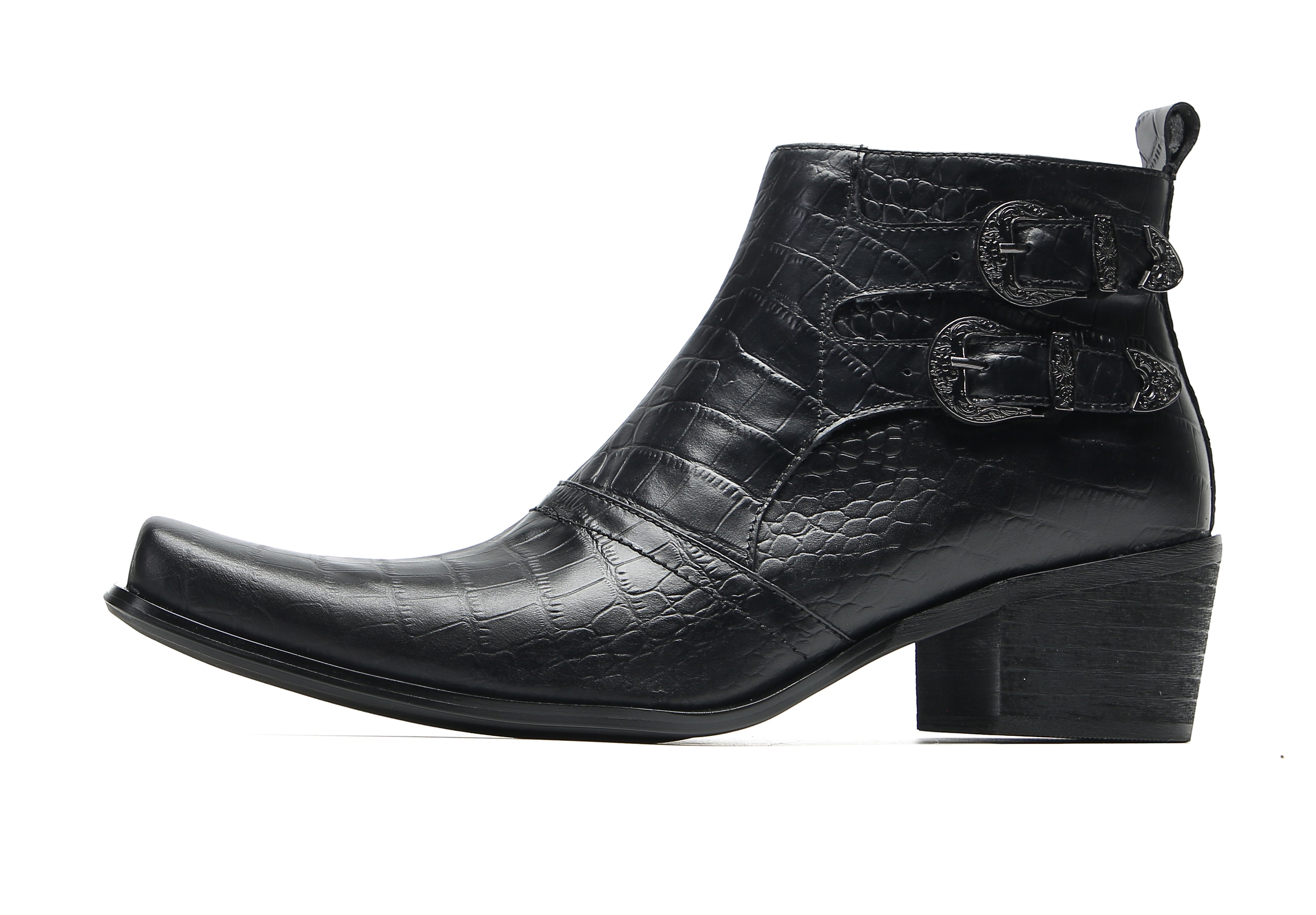 Men's Casual Plain Toe Double Buttons Boots