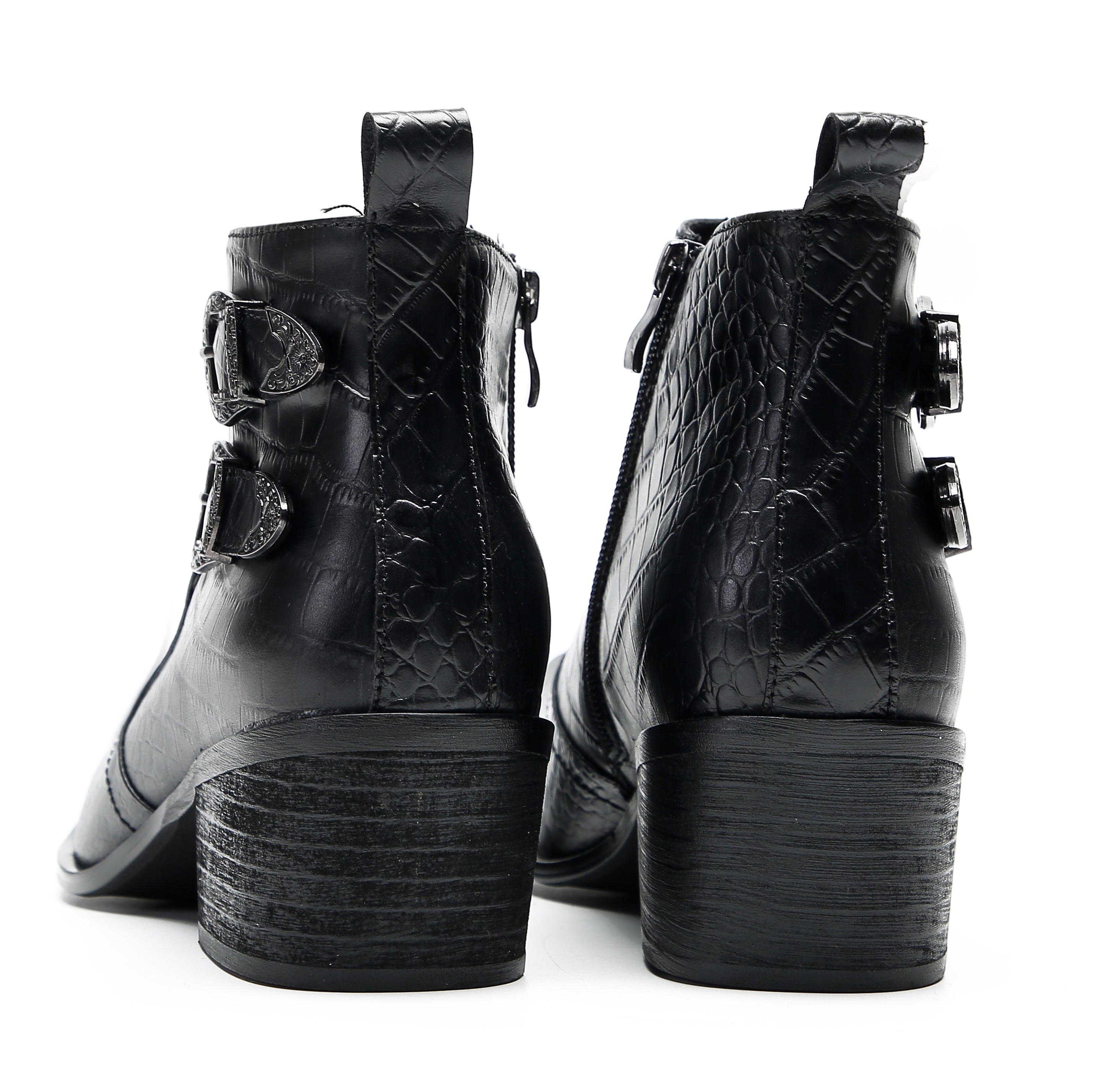 Men's Casual Plain Toe Double Buttons Boots