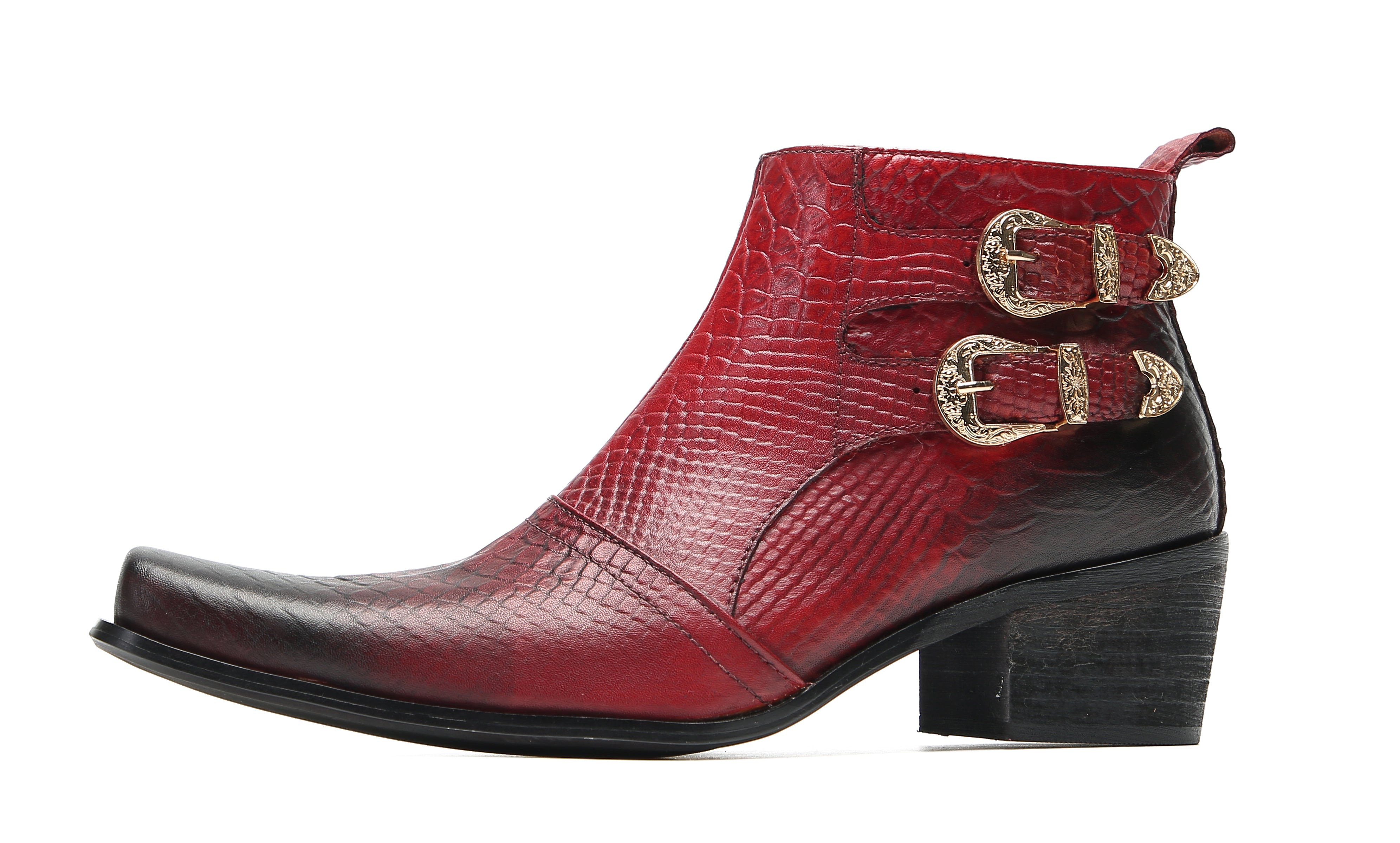 Men's Casual Plain Toe Double Buttons Boots