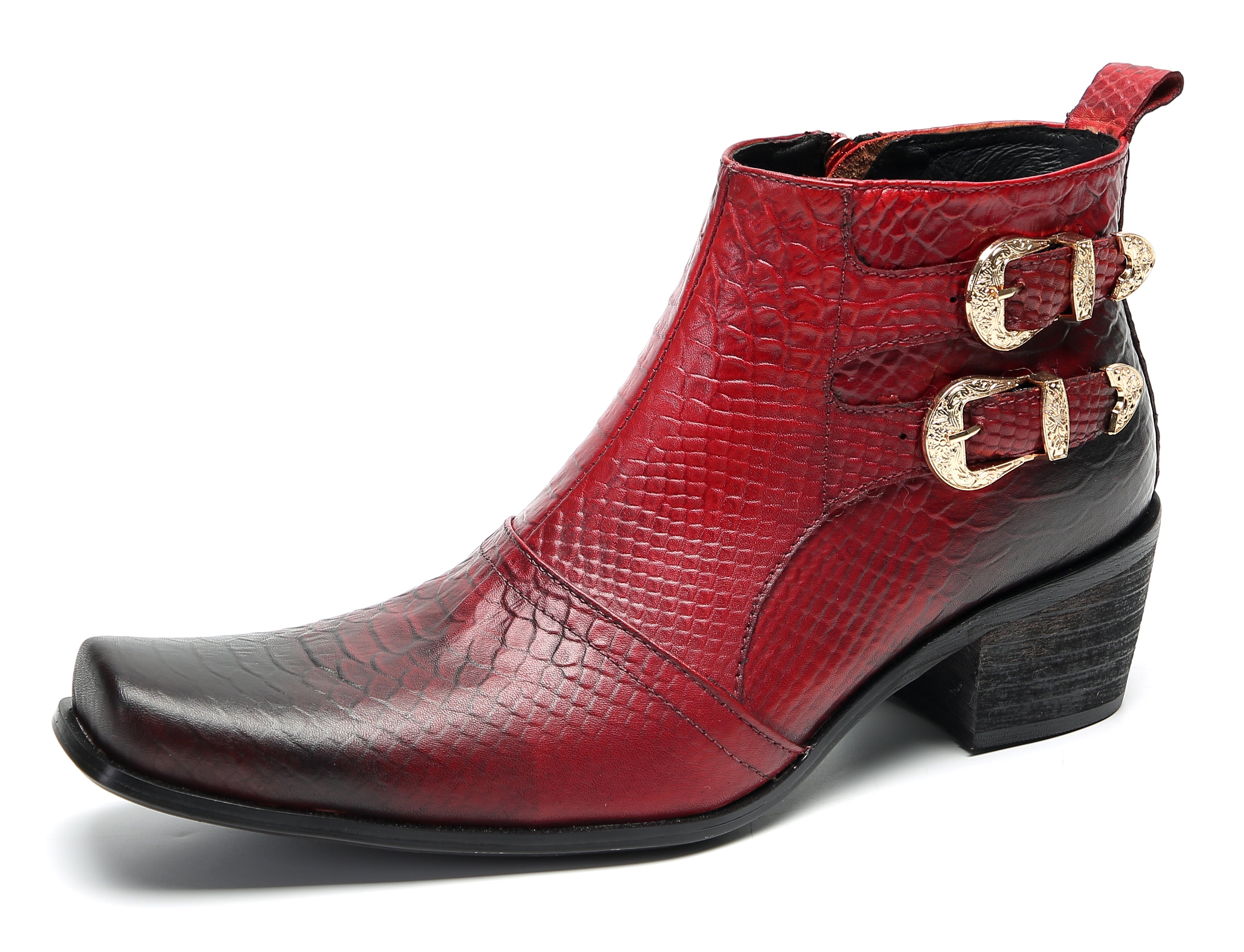 Men's Casual Plain Toe Double Buttons Boots