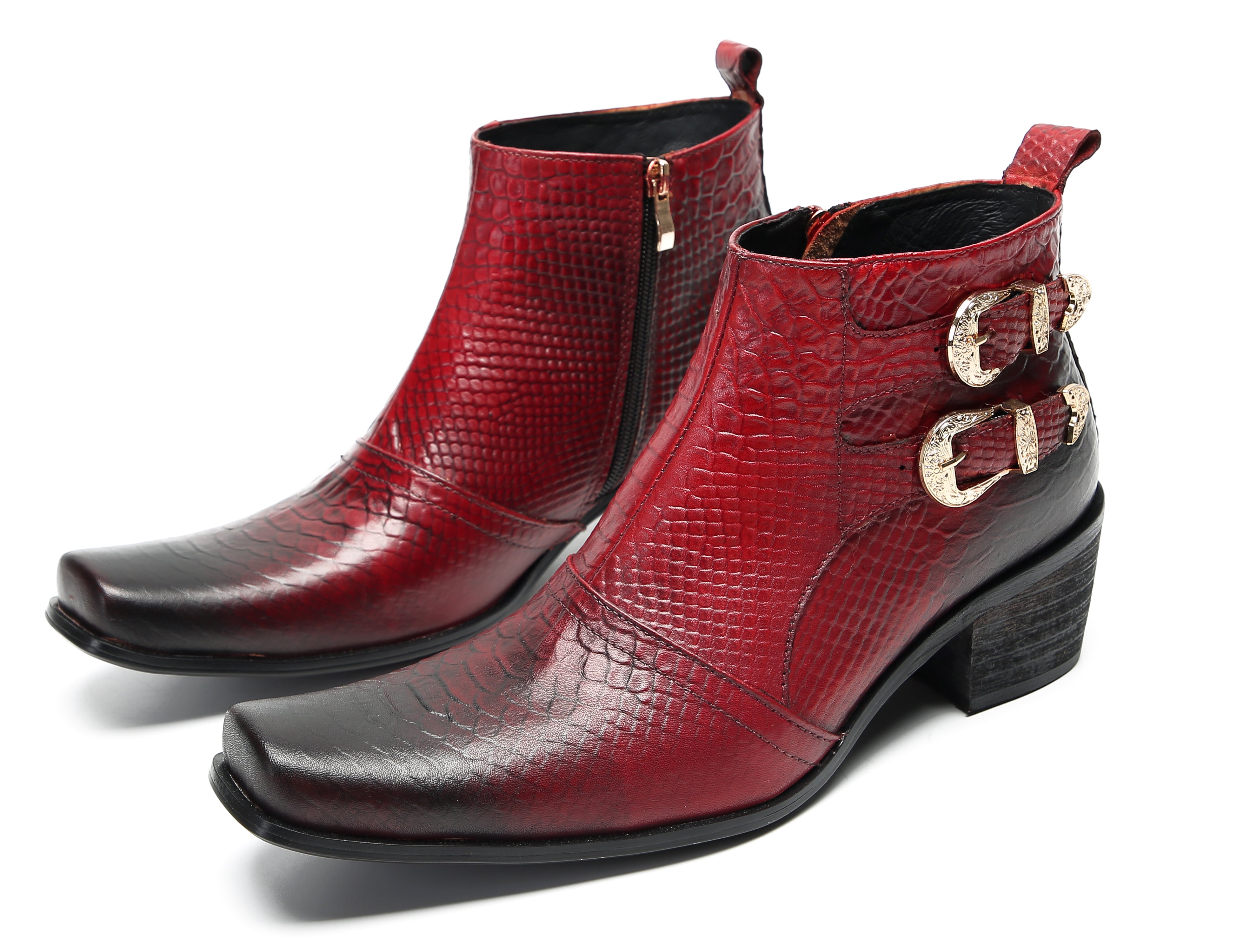 Men's Casual Plain Toe Double Buttons Boots