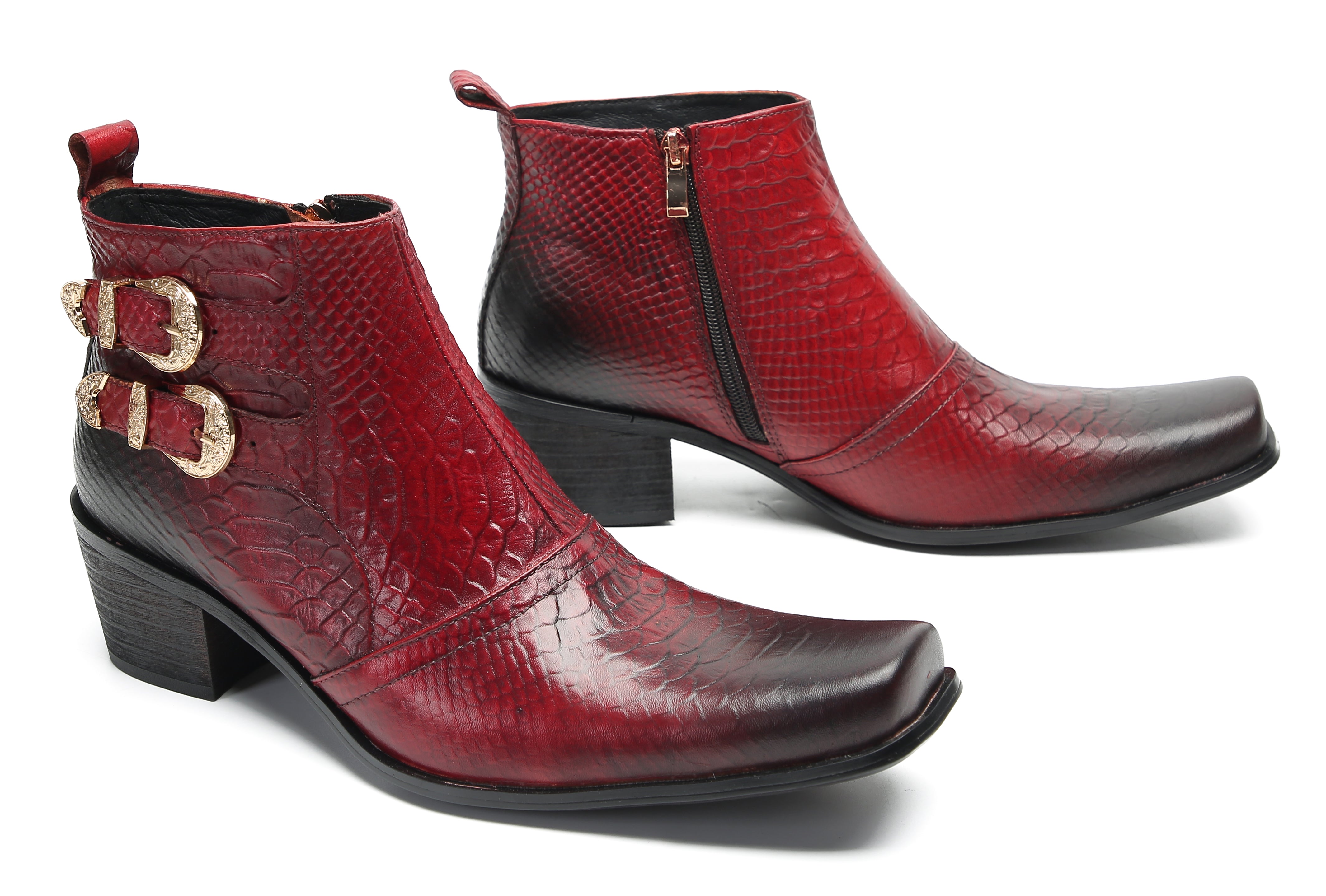 Men's Casual Plain Toe Double Buttons Boots
