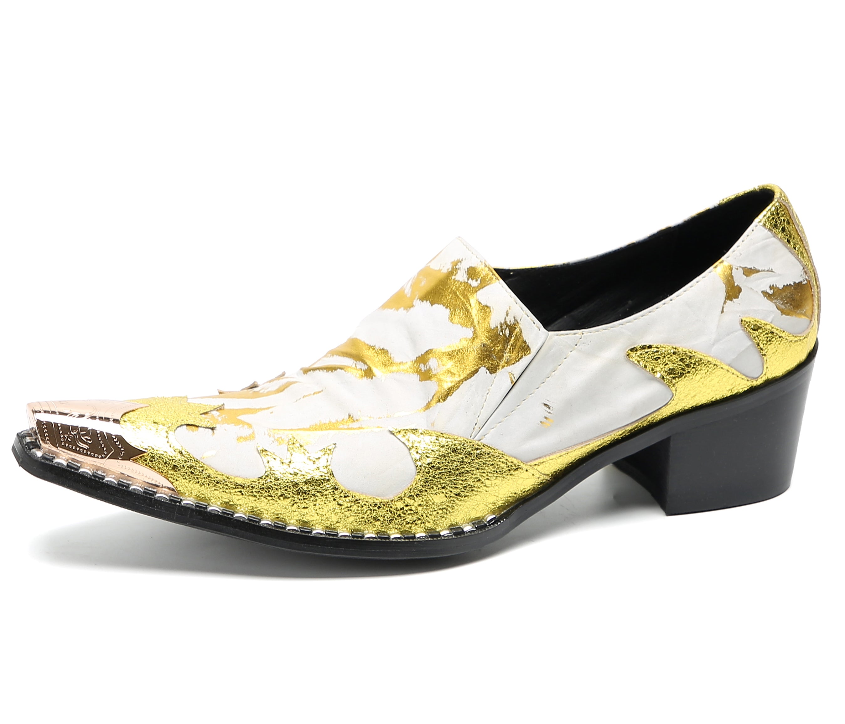Mocasines de fiesta estilo western con punta metálica para hombre