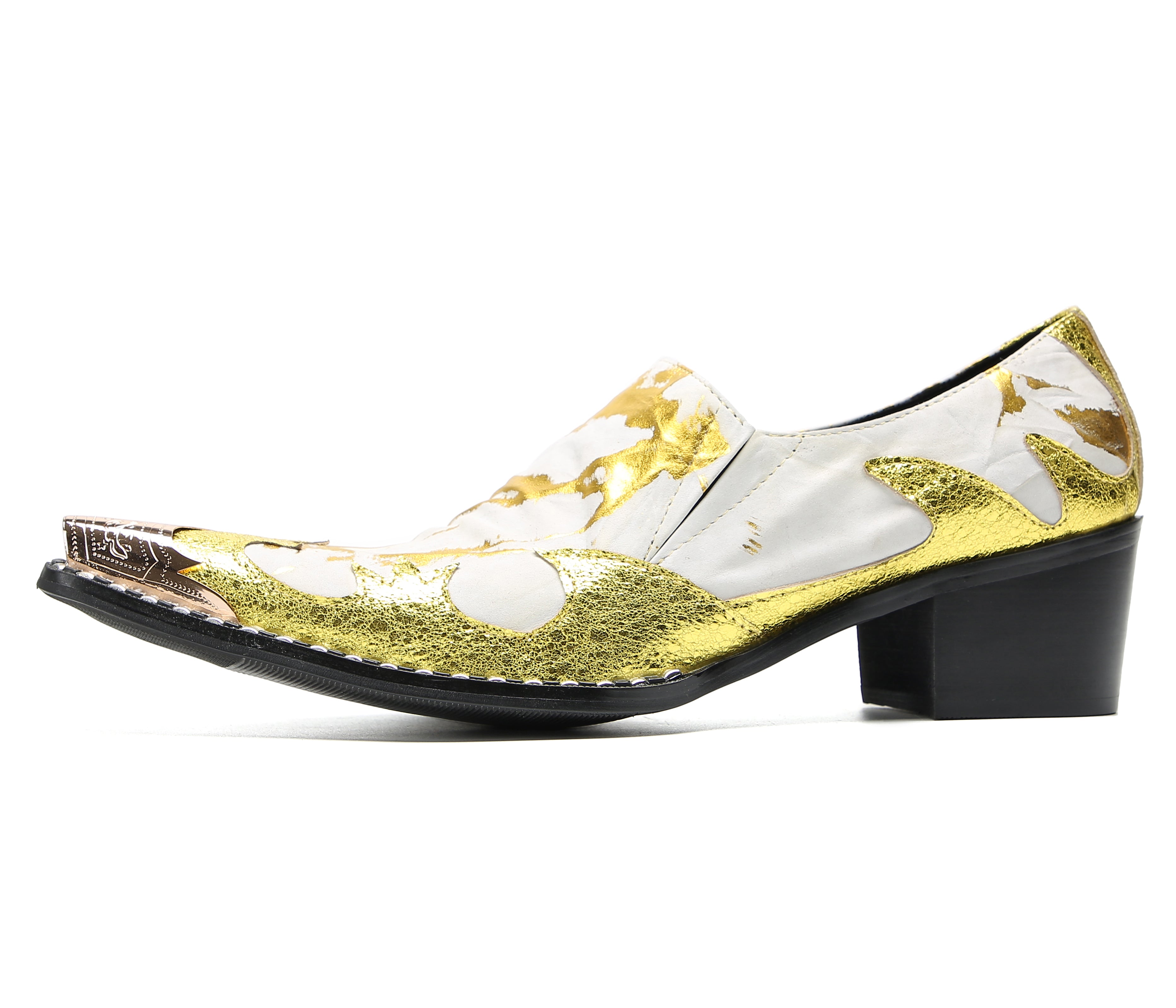 Mocasines de fiesta estilo western con punta metálica para hombre