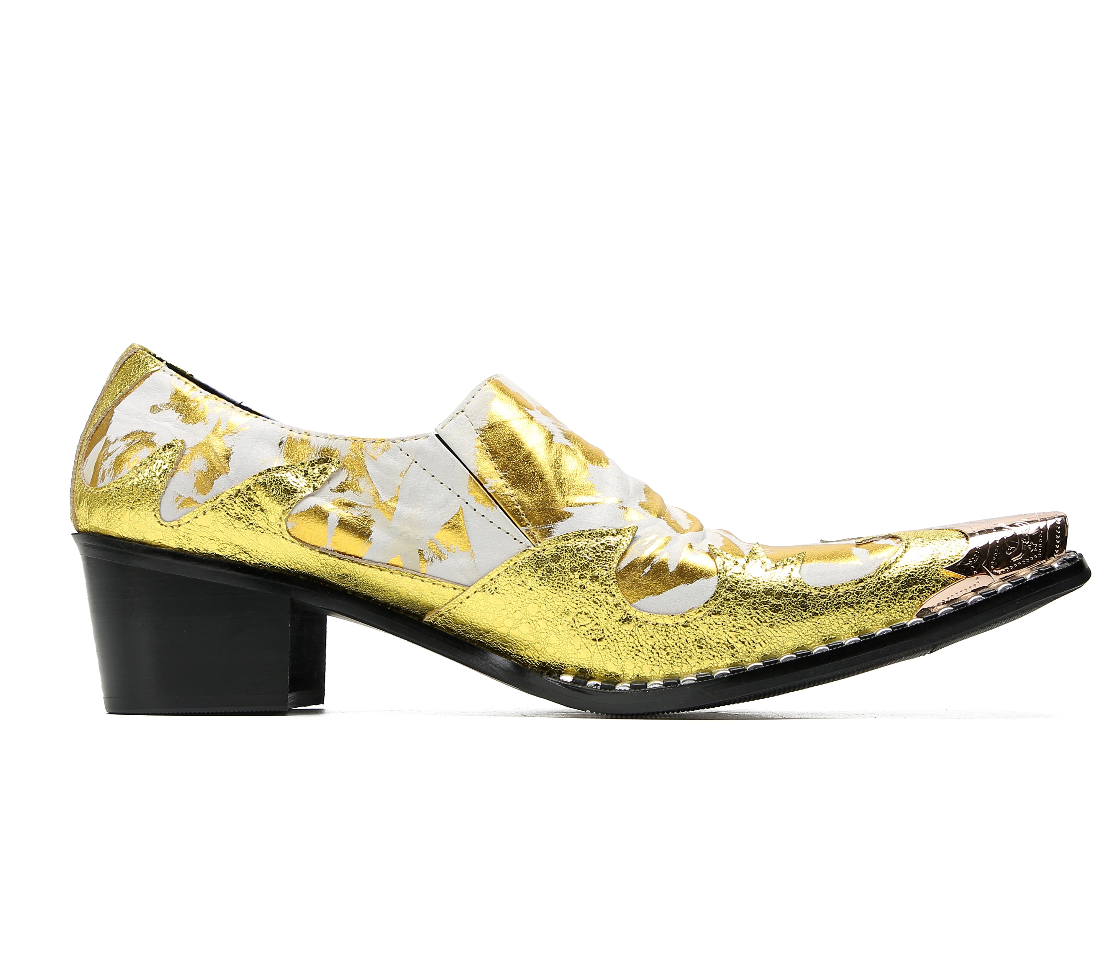 Mocasines de fiesta estilo western con punta metálica para hombre