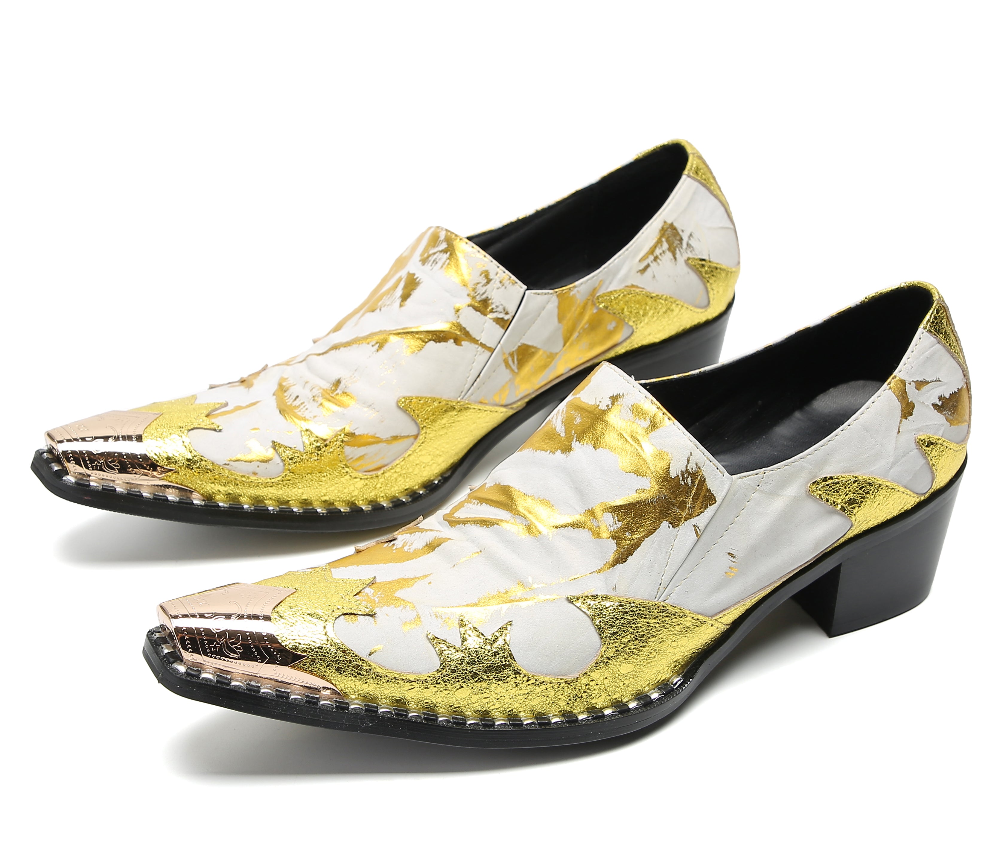 Mocasines de fiesta estilo western con punta metálica para hombre