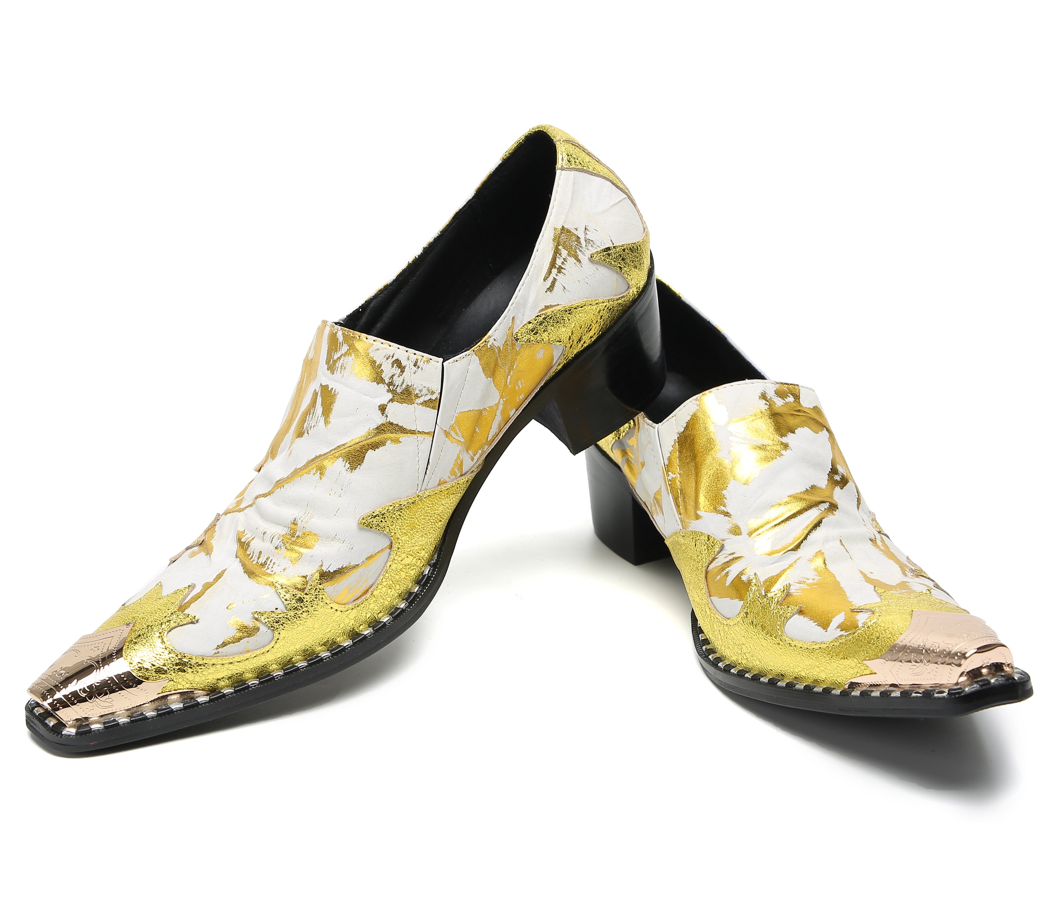 Mocasines de fiesta estilo western con punta metálica para hombre