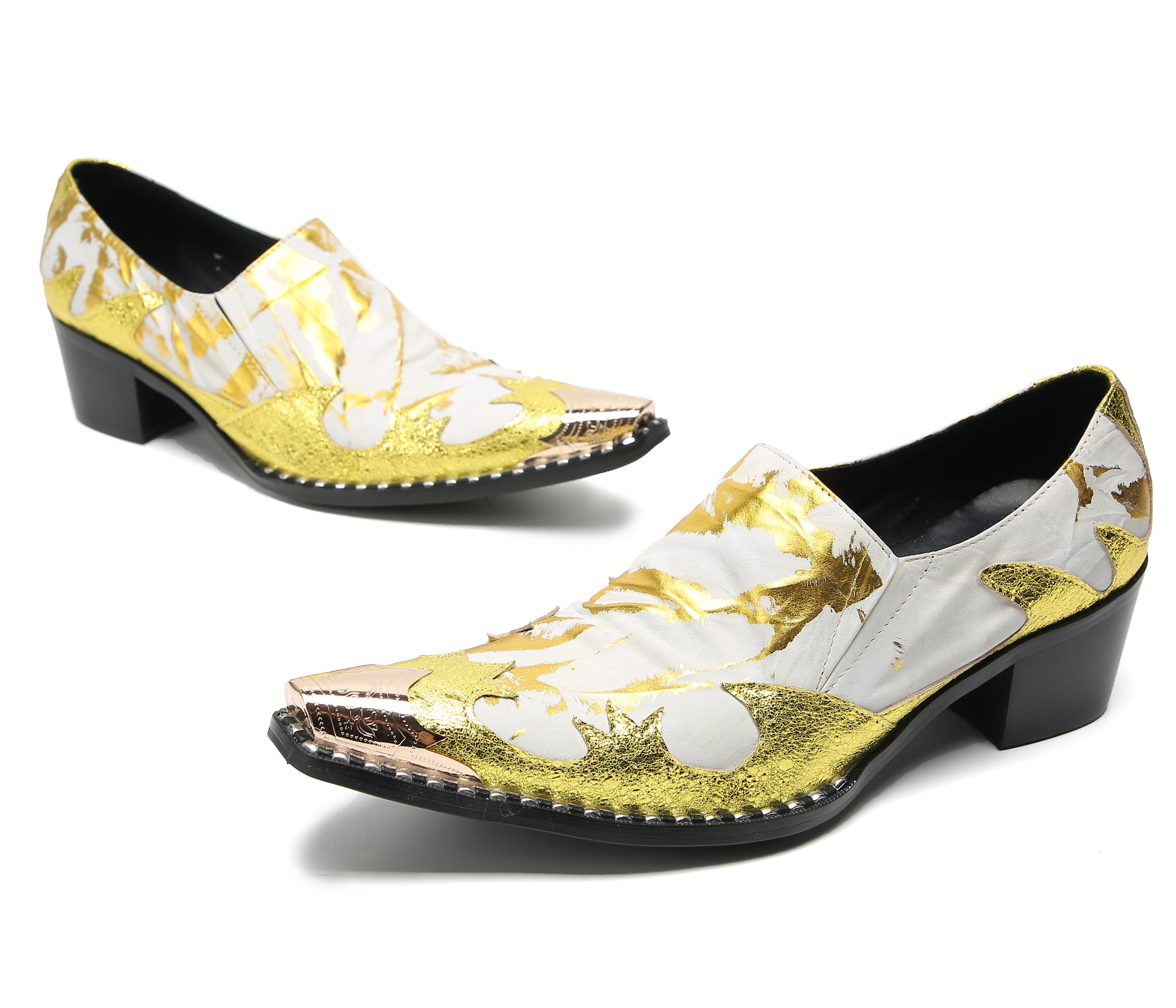 Mocasines de fiesta estilo western con punta metálica para hombre