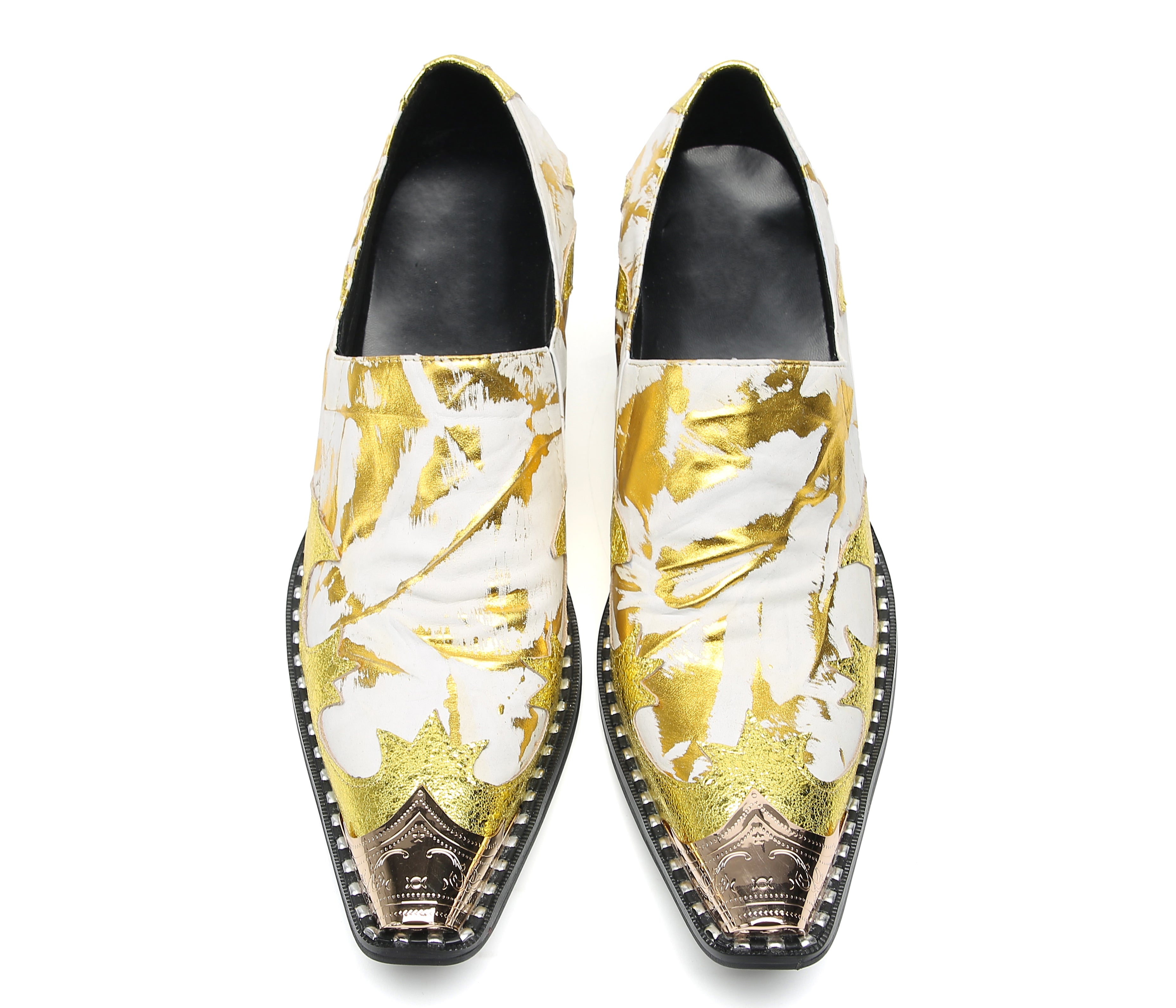 Mocasines de fiesta estilo western con punta metálica para hombre