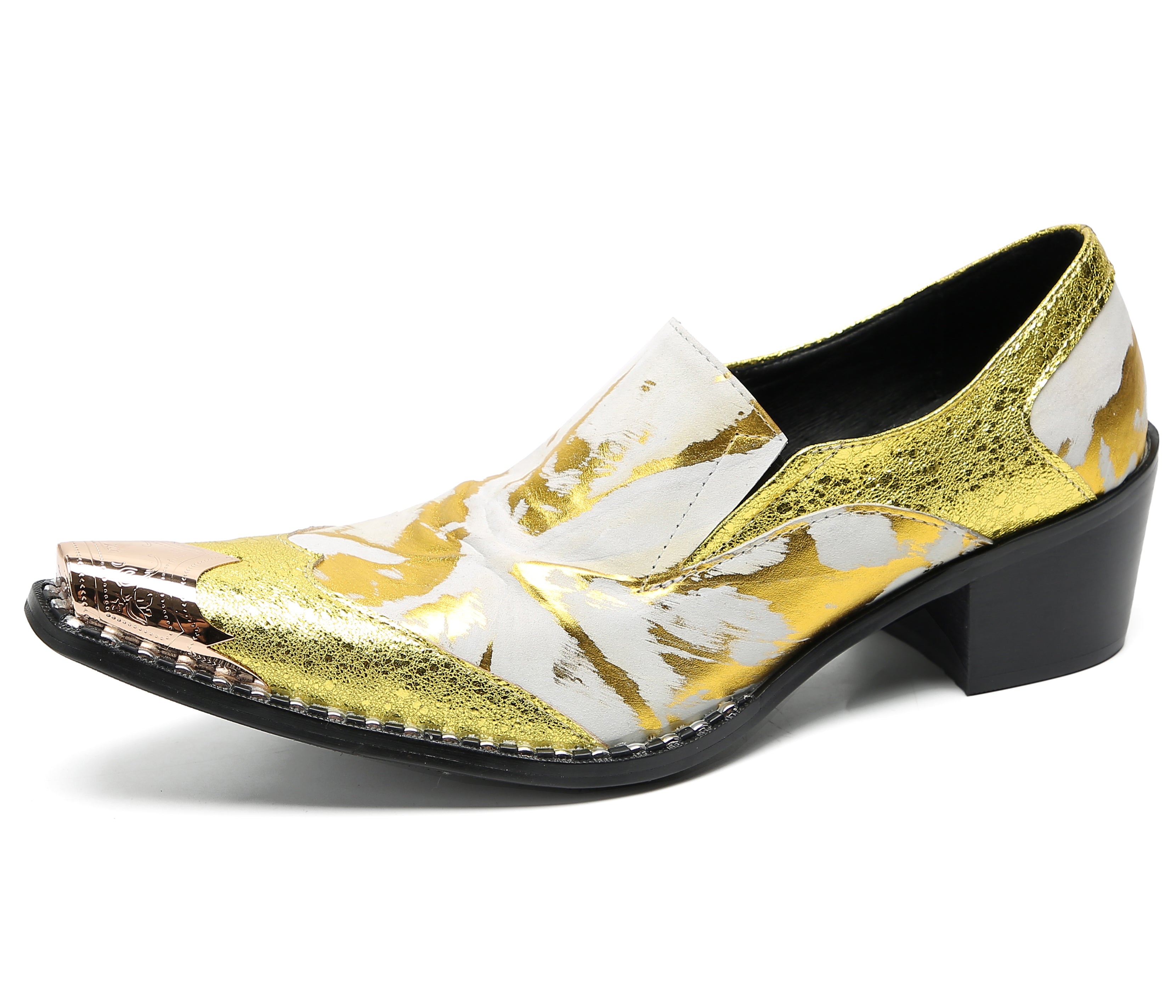 Mocasines de fiesta estilo western con punta metálica para hombre