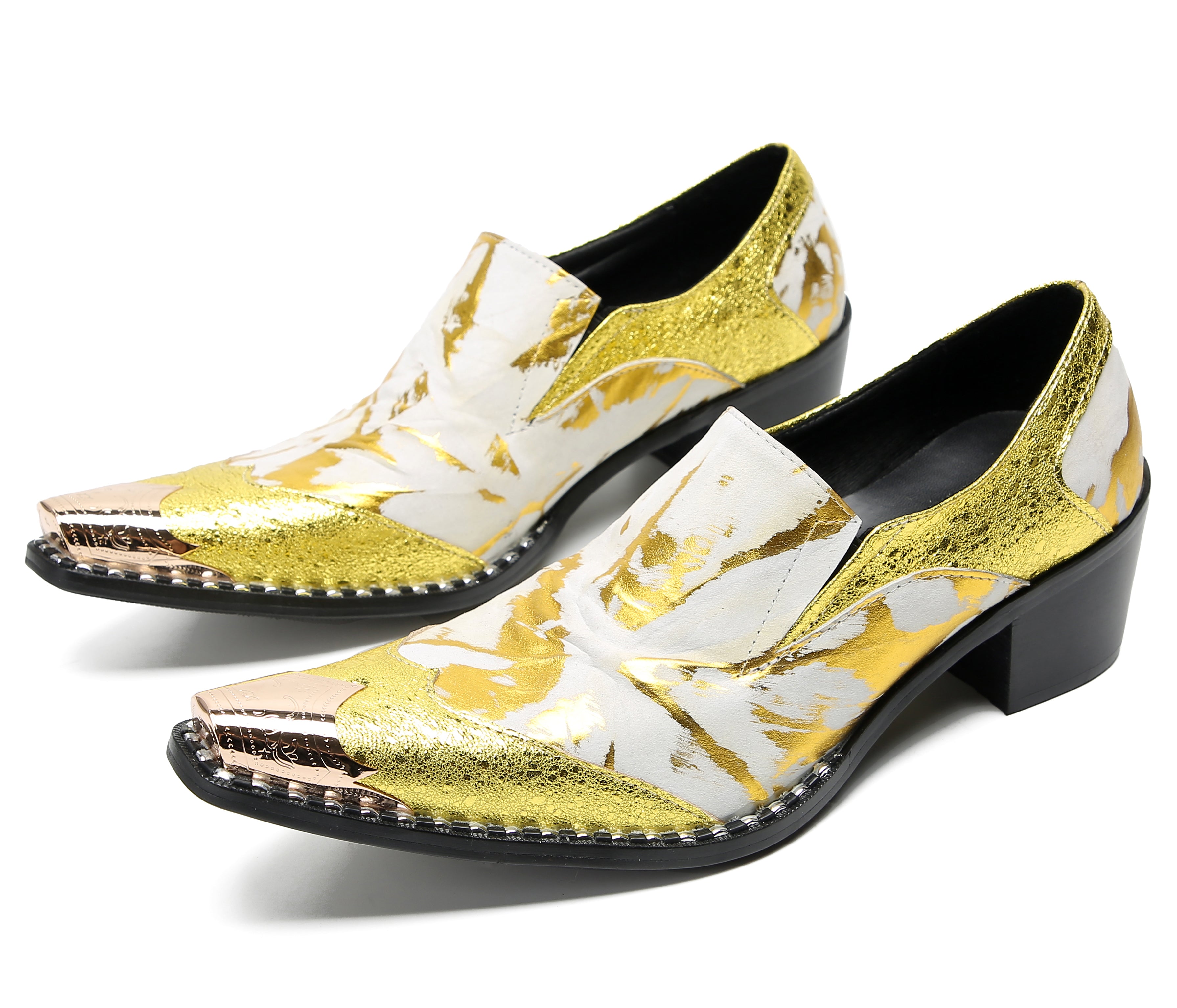 Mocasines de fiesta estilo western con punta metálica para hombre