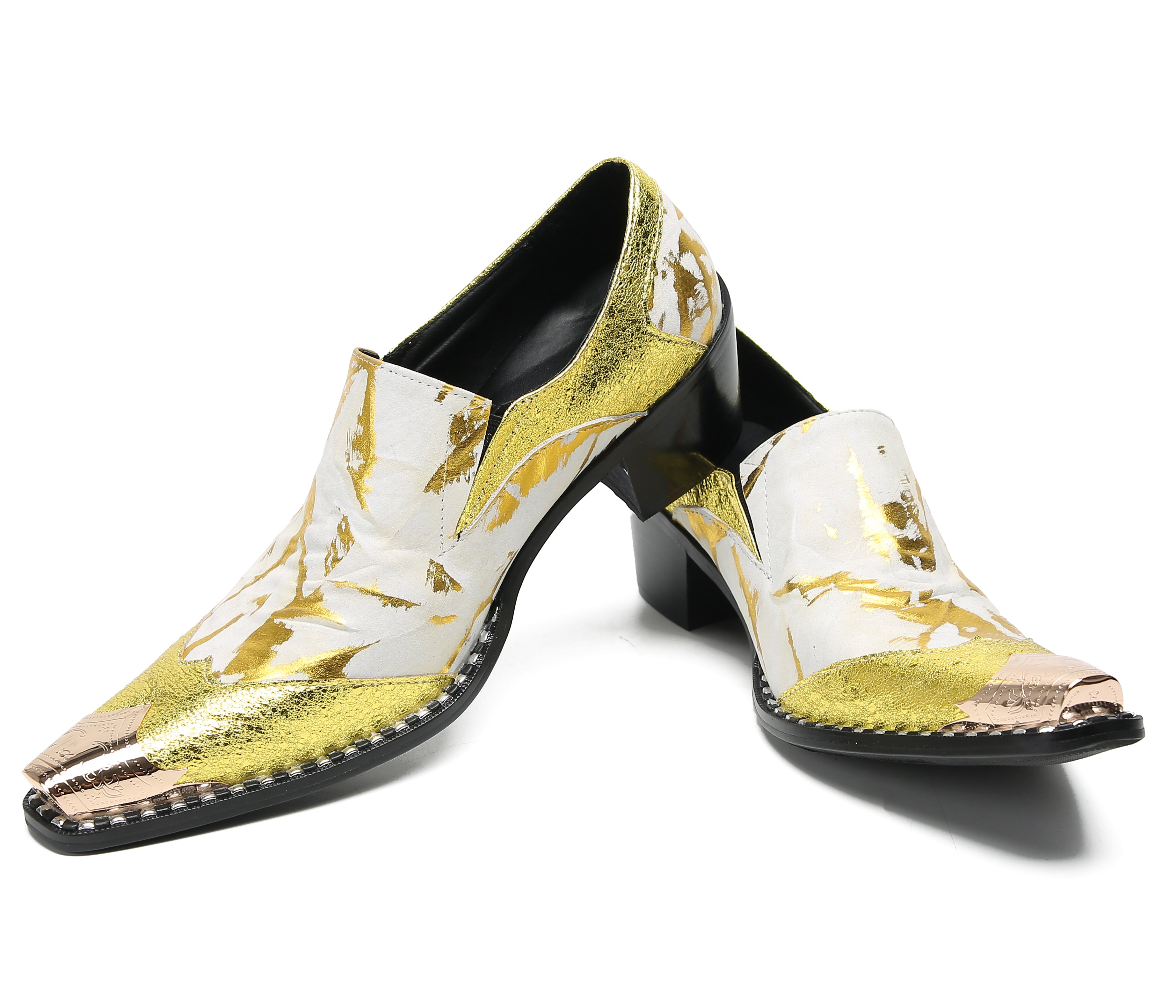 Mocasines de fiesta estilo western con punta metálica para hombre