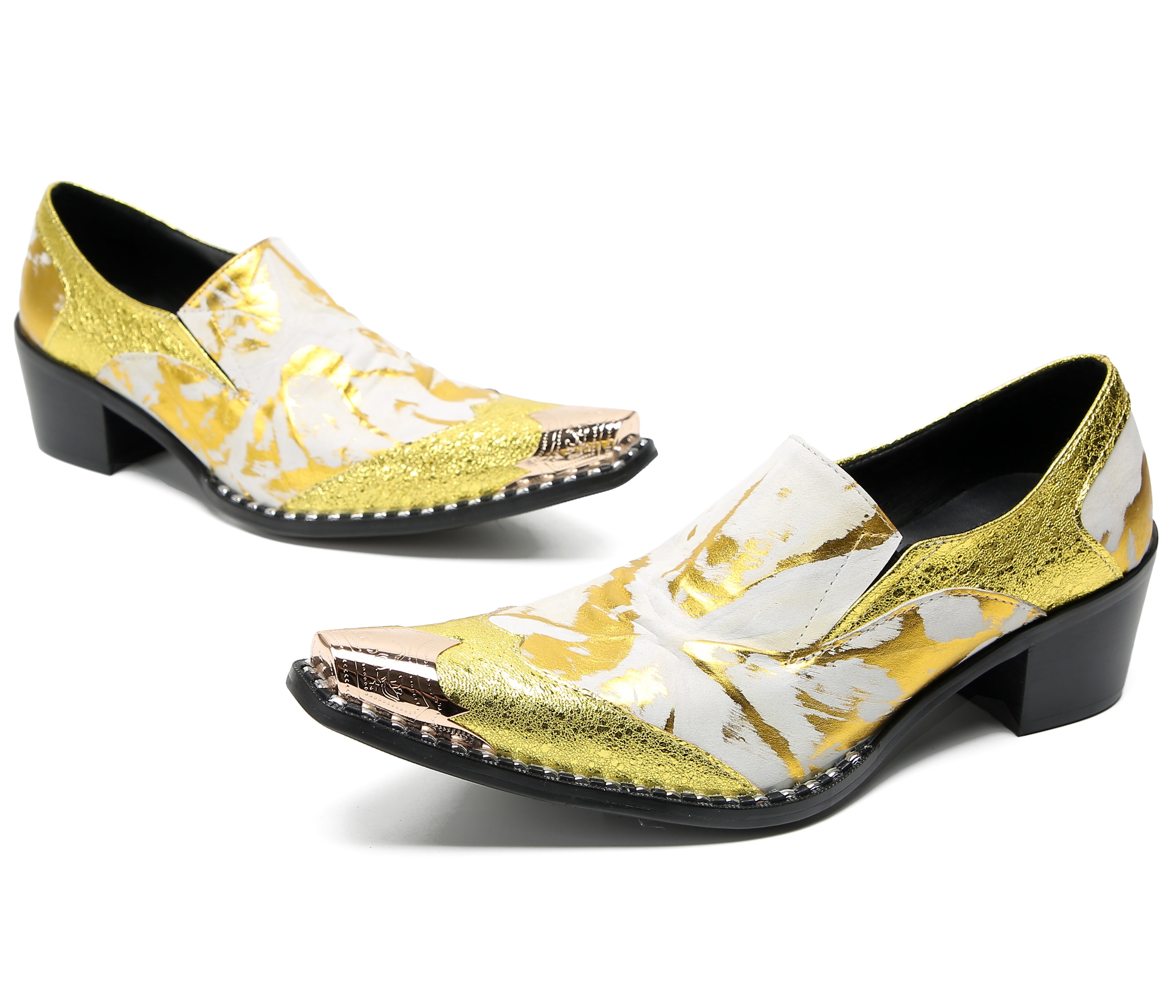 Mocasines de fiesta estilo western con punta metálica para hombre