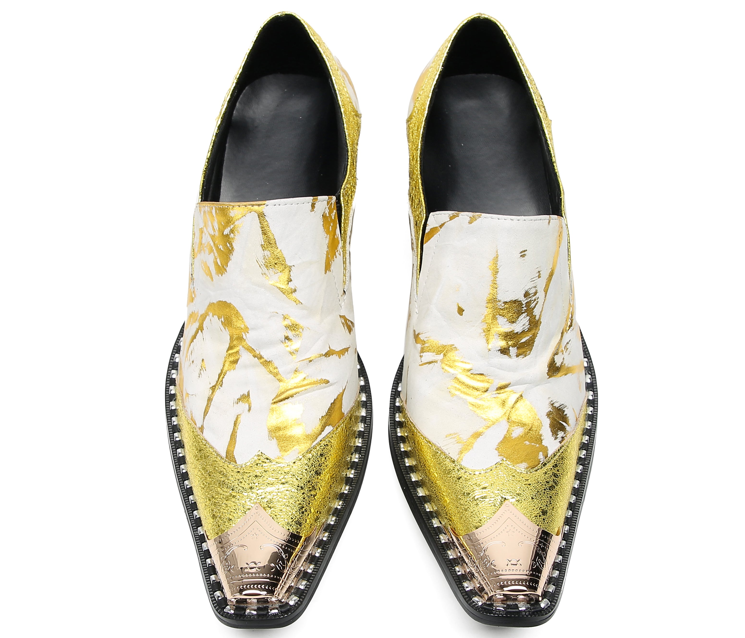 Mocasines de fiesta estilo western con punta metálica para hombre
