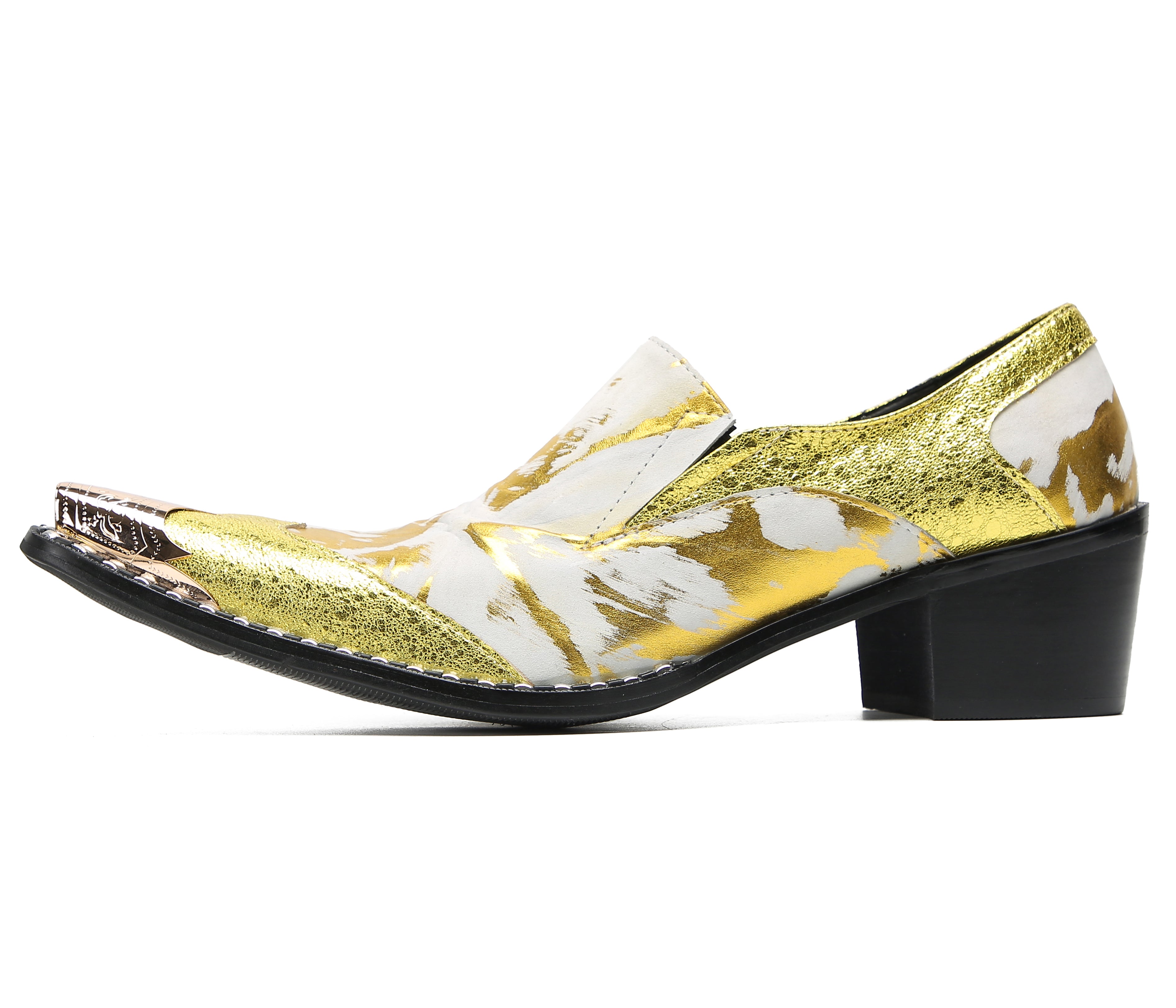 Mocasines de fiesta estilo western con punta metálica para hombre
