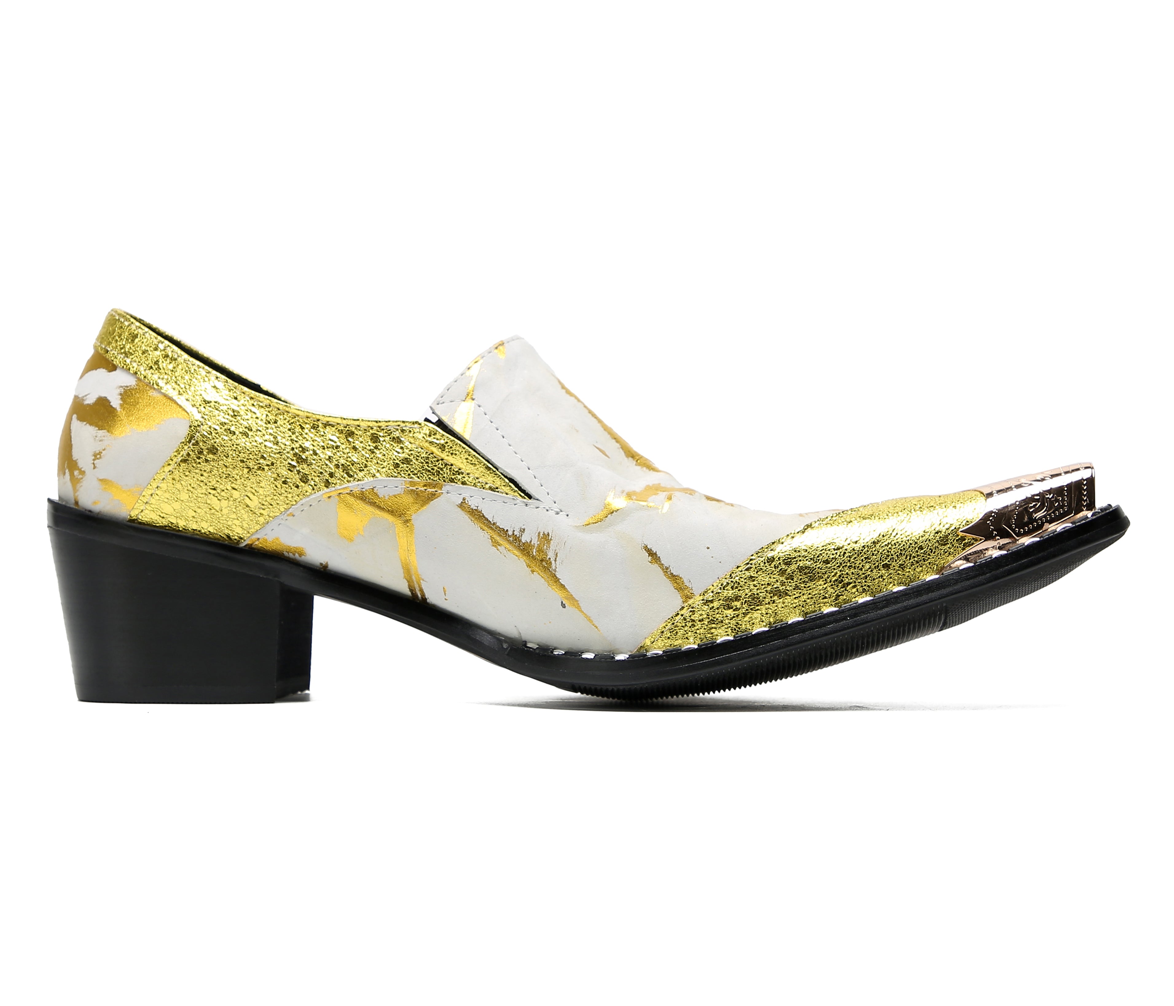 Mocasines de fiesta estilo western con punta metálica para hombre