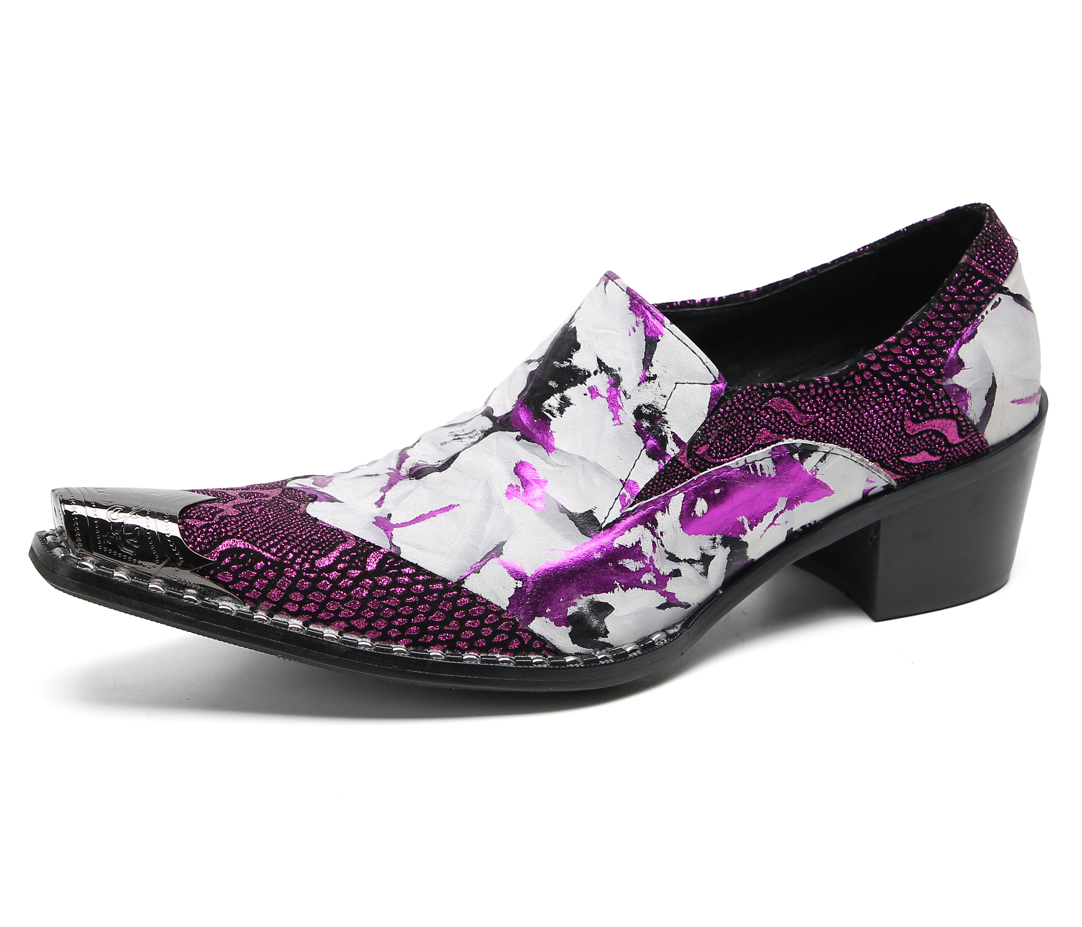 Mocasines de fiesta estilo western con punta metálica para hombre