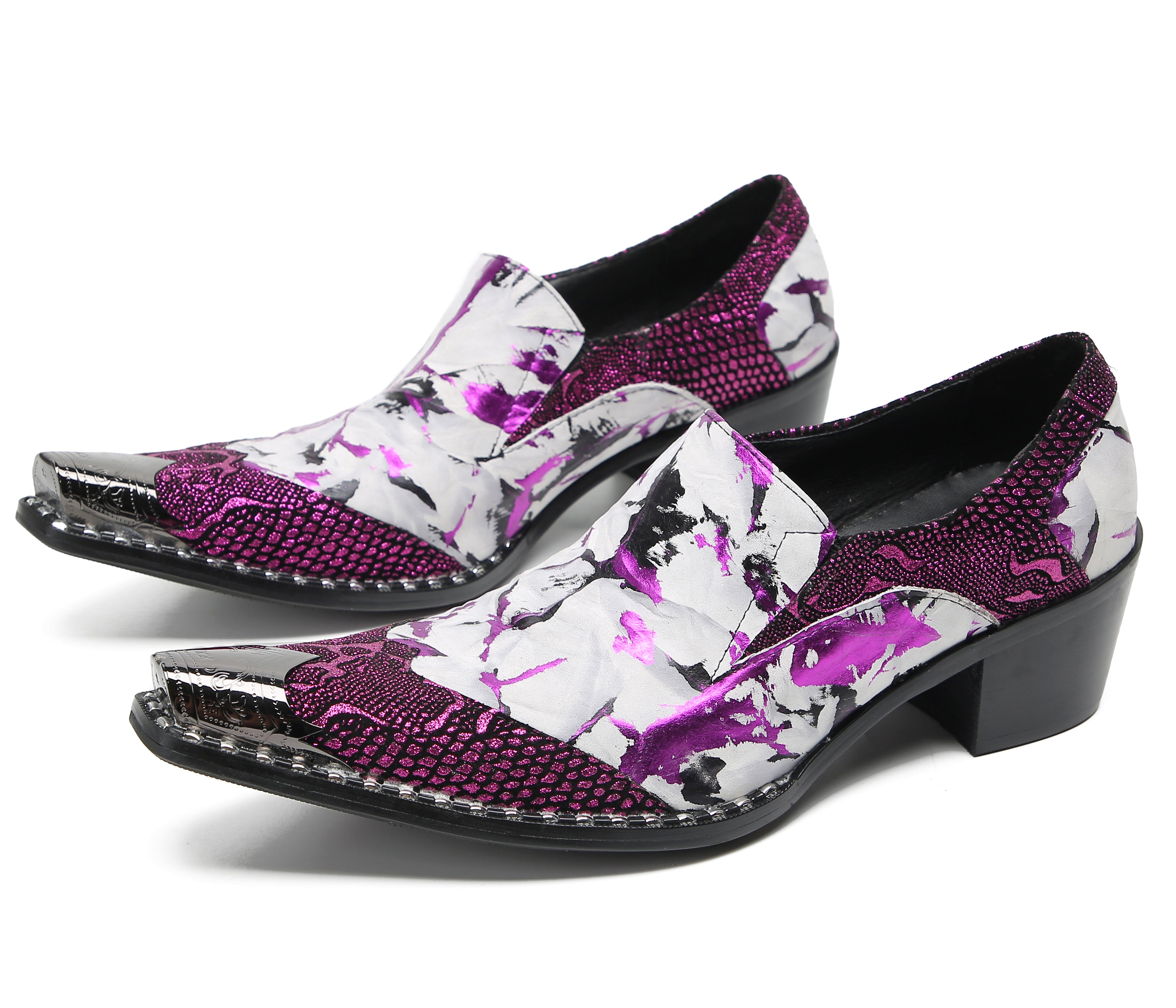 Mocasines de fiesta estilo western con punta metálica para hombre
