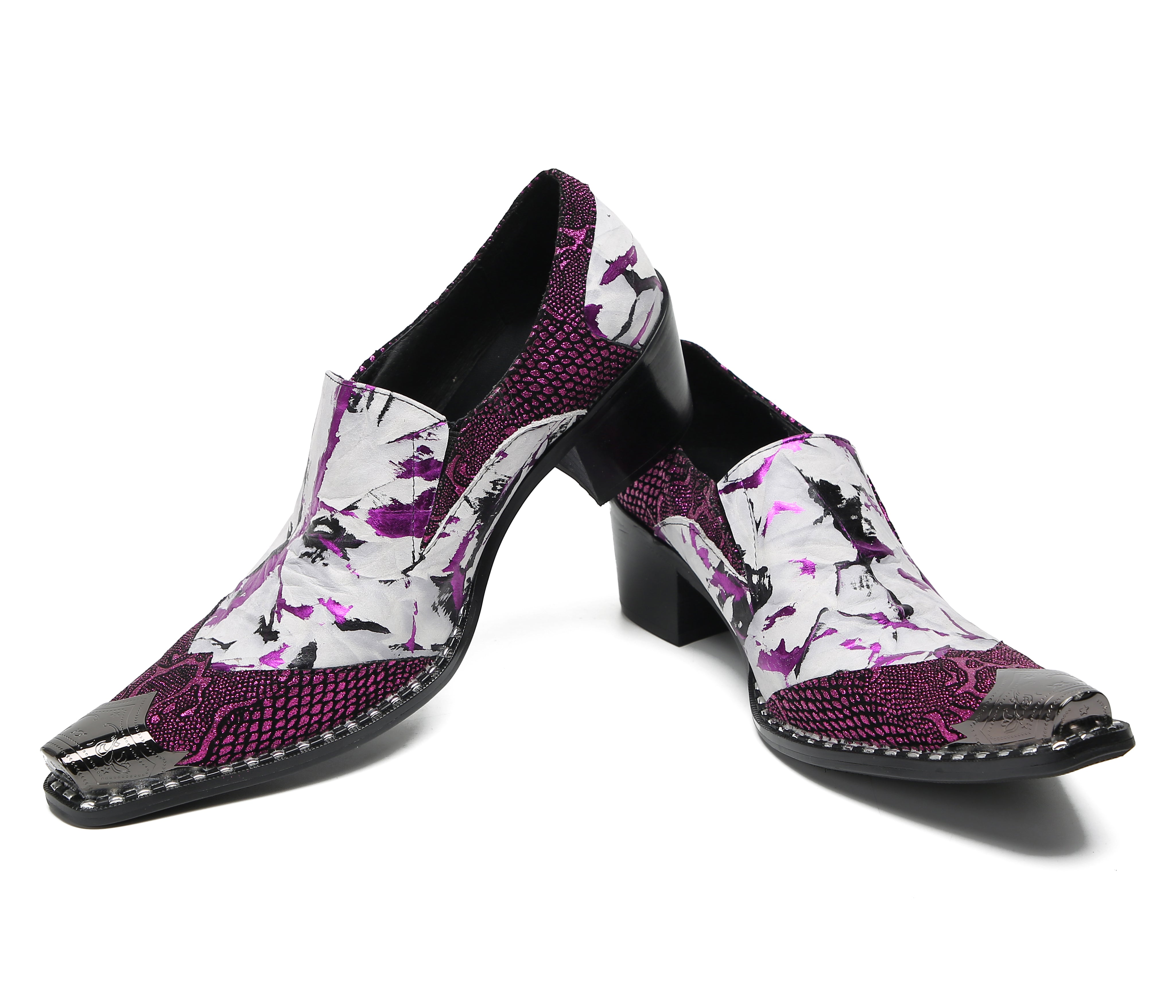 Mocasines de fiesta estilo western con punta metálica para hombre