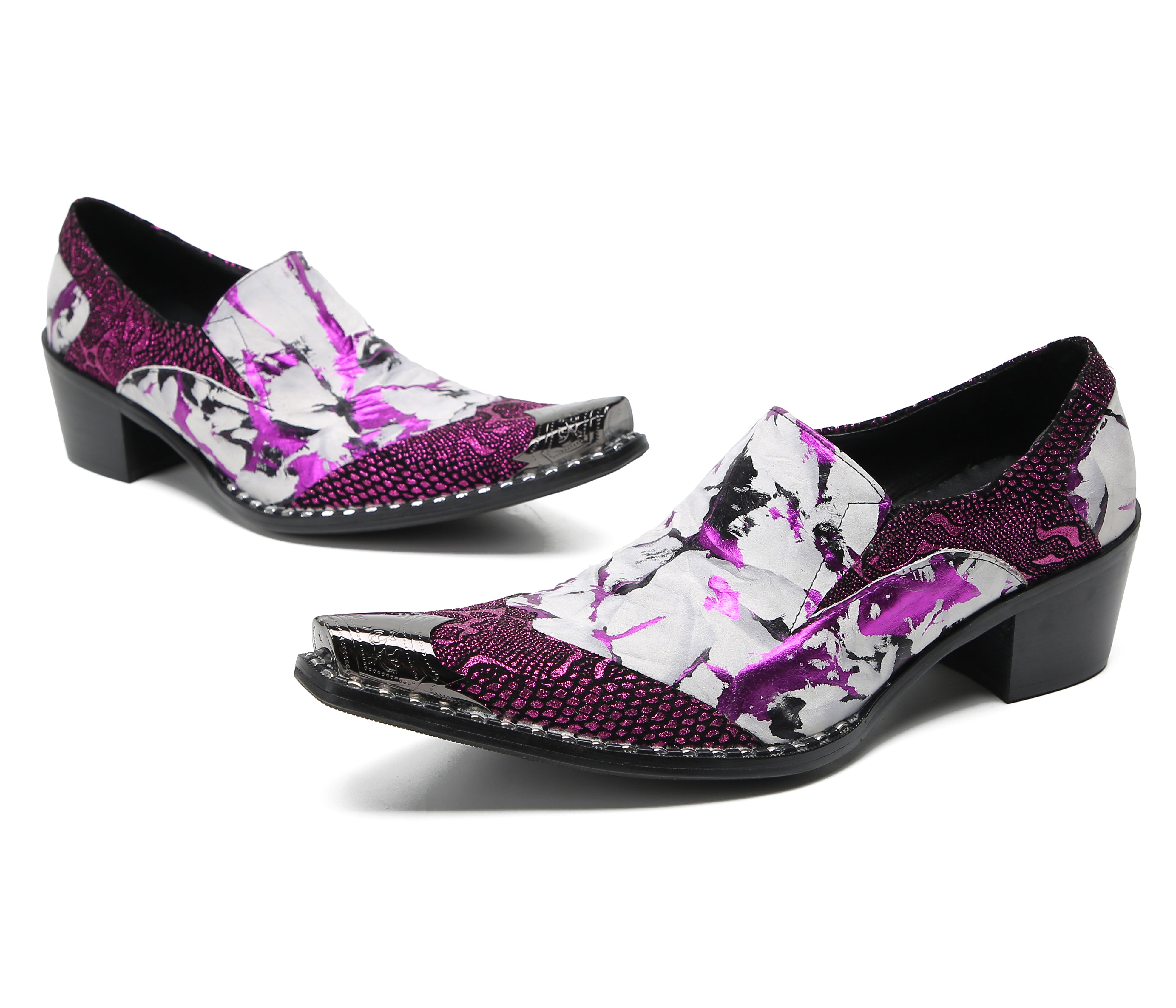 Mocasines de fiesta estilo western con punta metálica para hombre