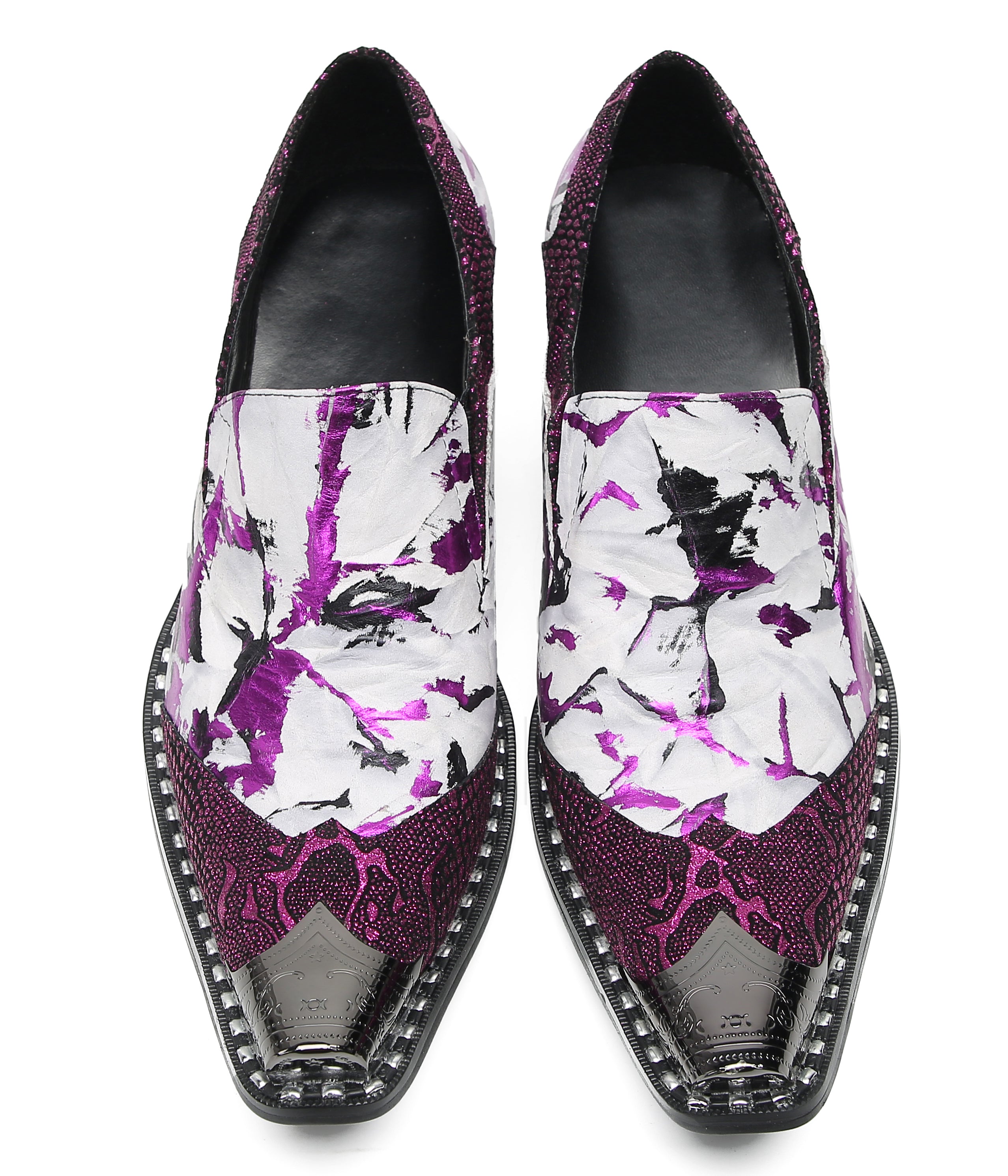 Mocasines de fiesta estilo western con punta metálica para hombre