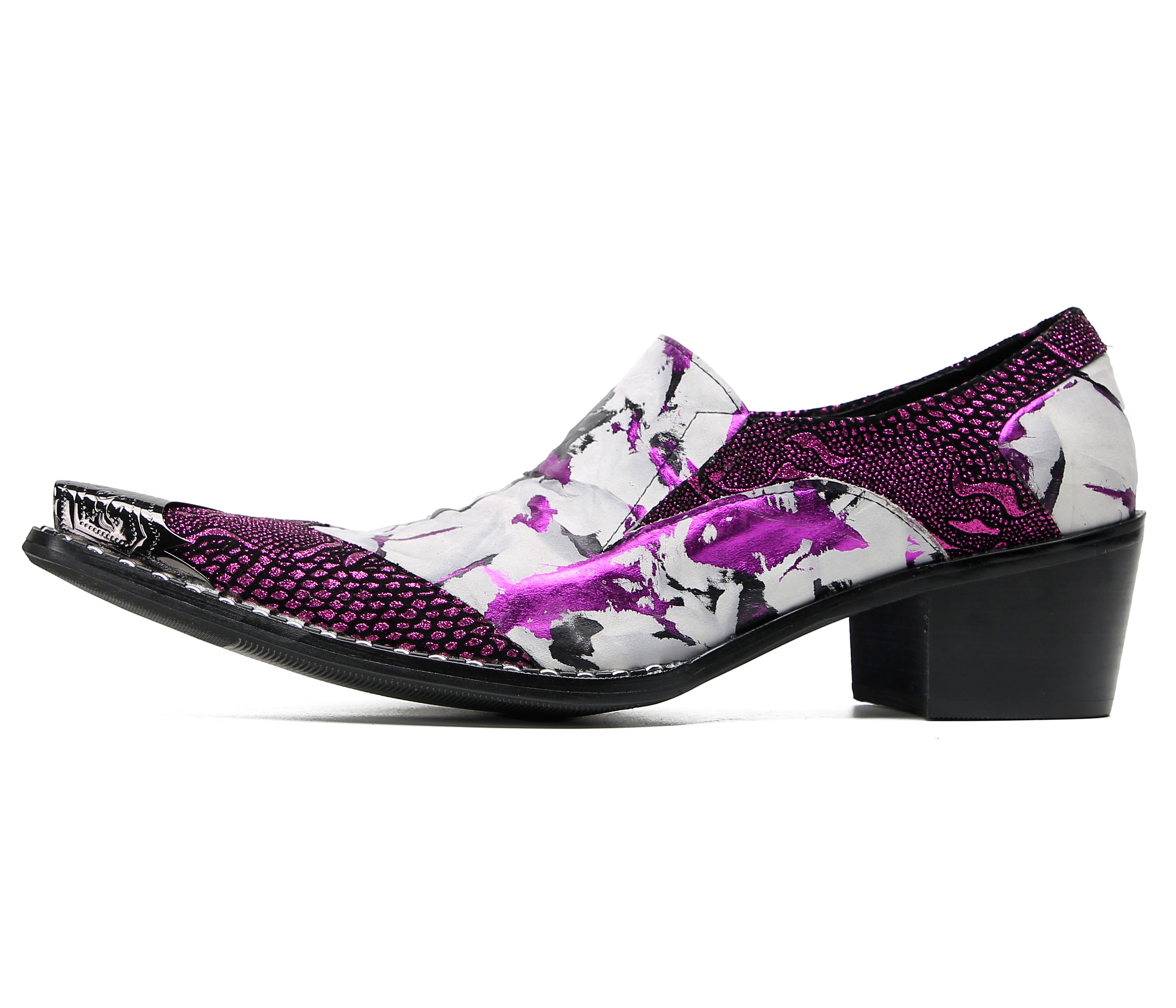 Mocasines de fiesta estilo western con punta metálica para hombre