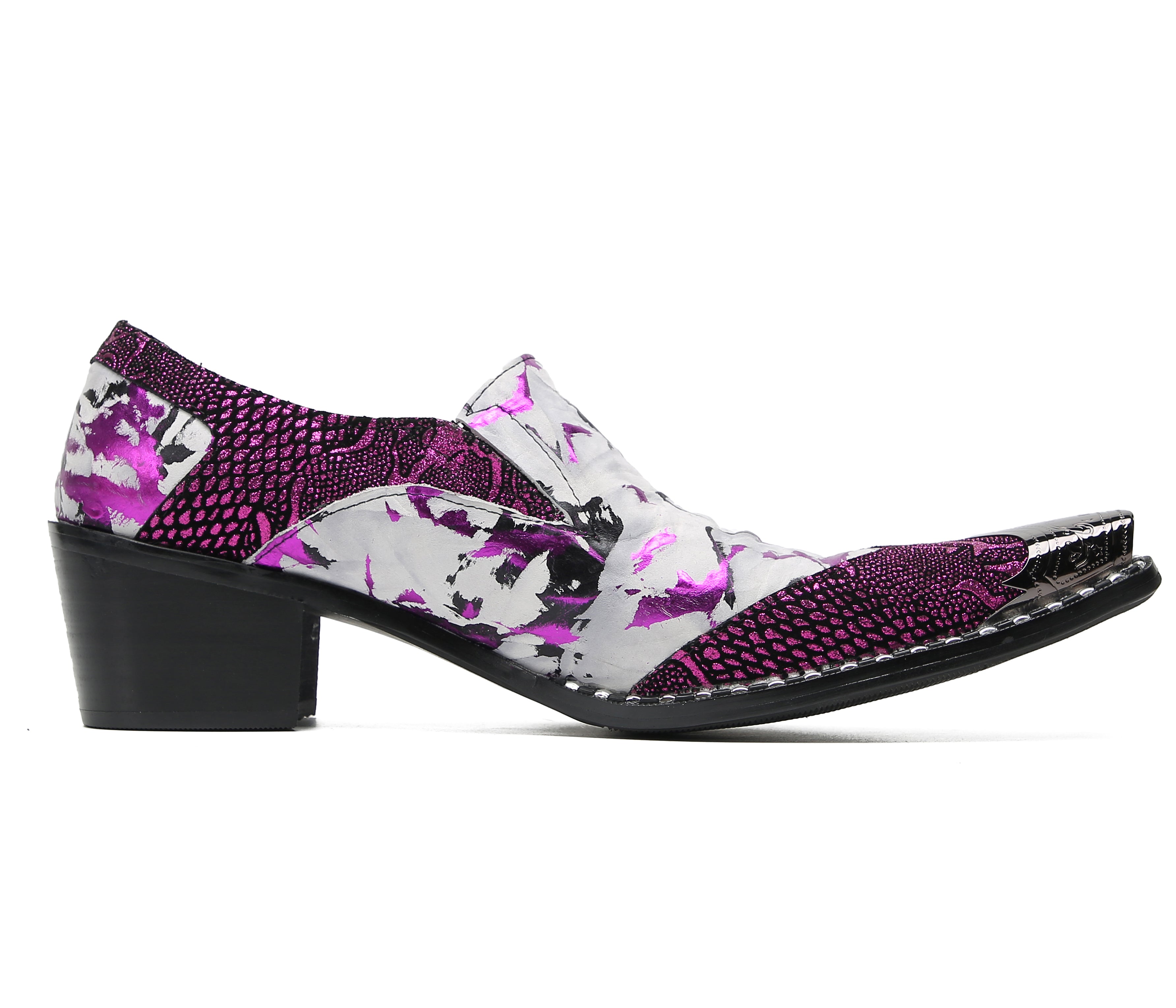 Mocasines de fiesta estilo western con punta metálica para hombre