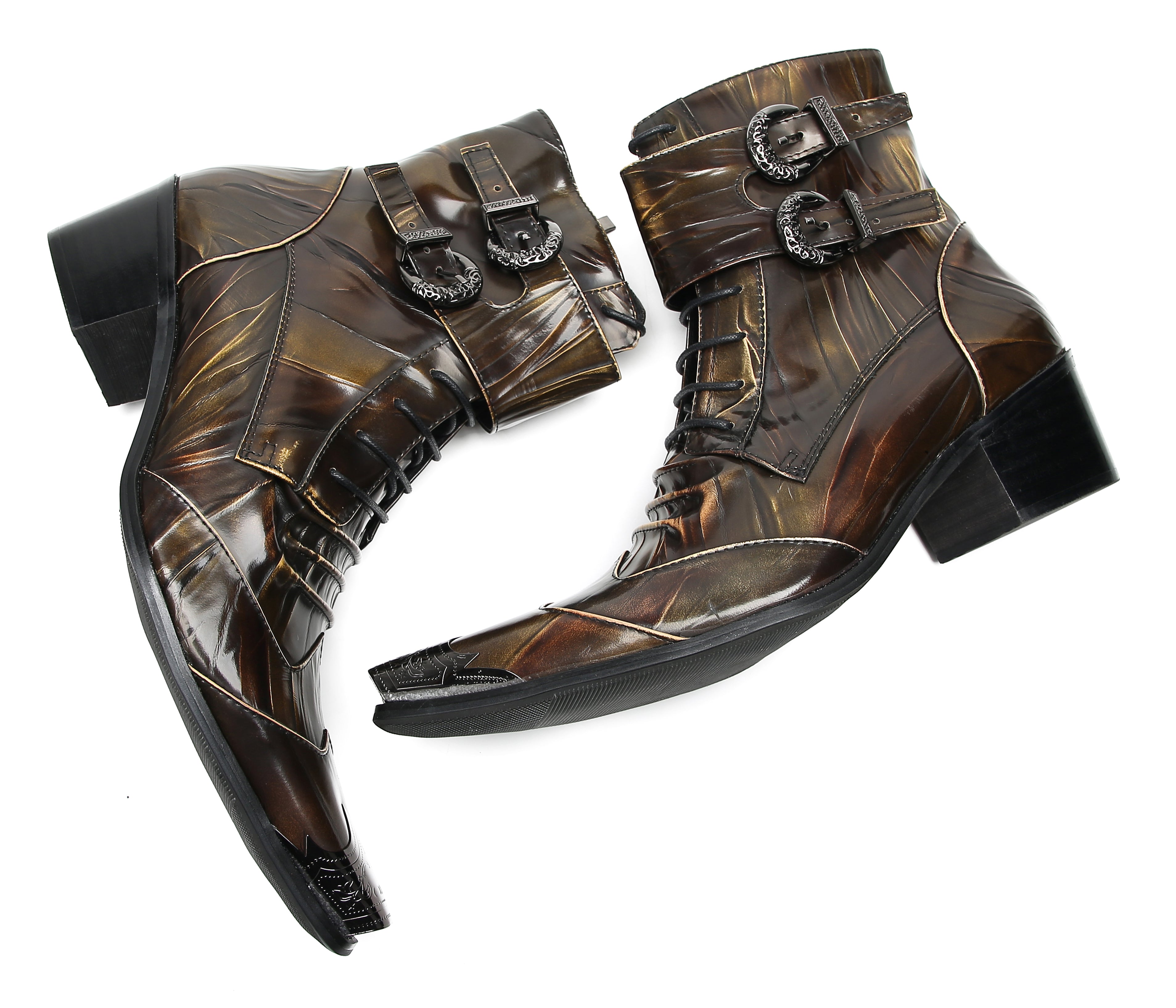 Men's Metal Toe Retro Western Mid Top Boots