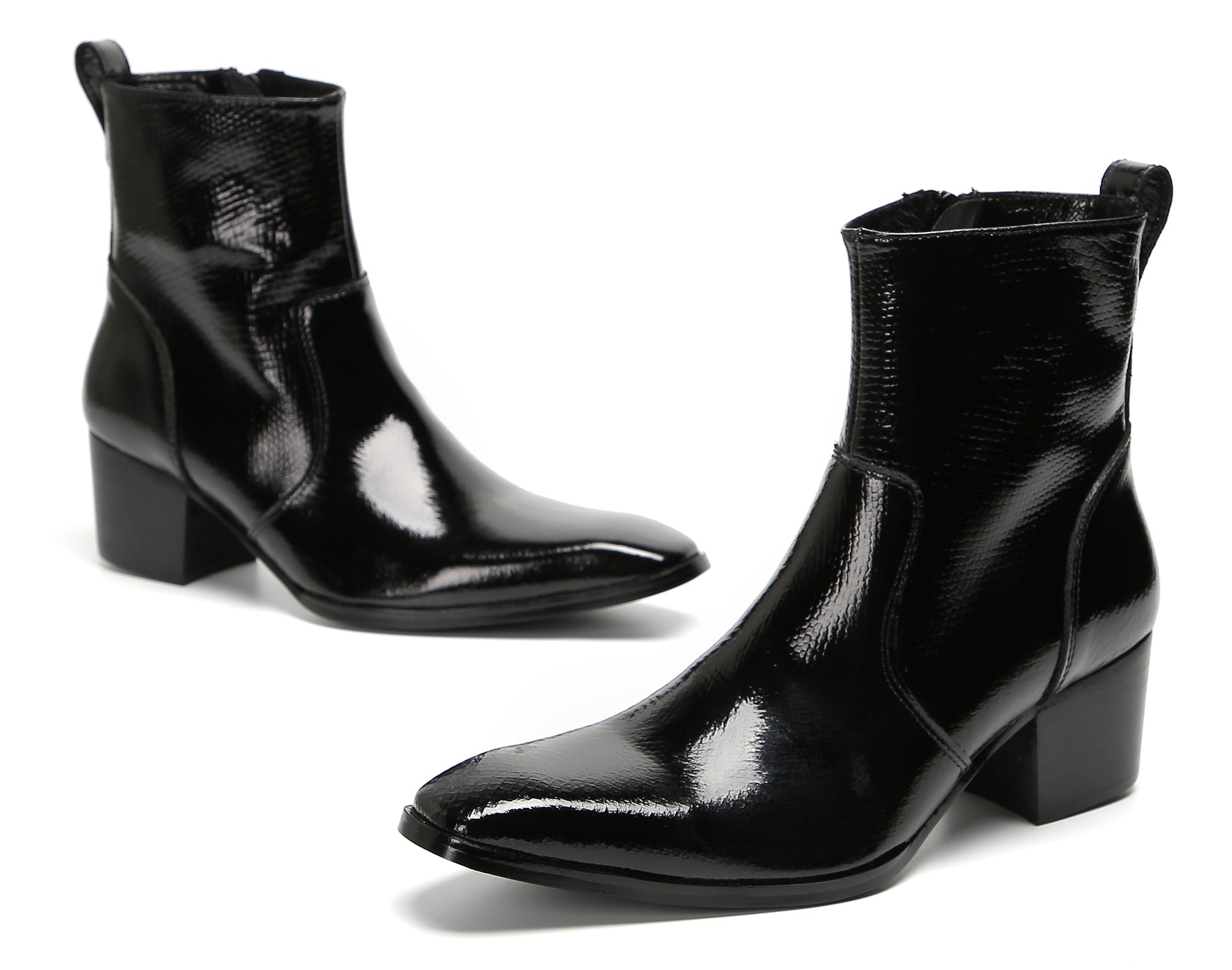 Men's Casual Zipper Hight Top Western Boots