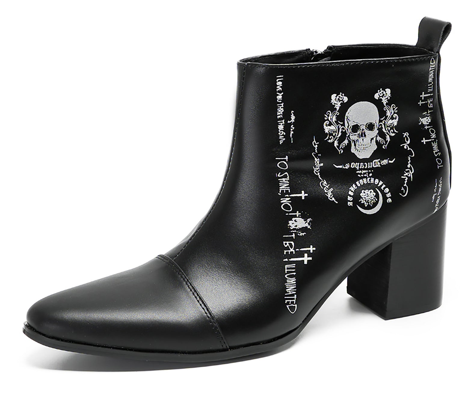 Mens Skull Halloween Ankle Western Boots