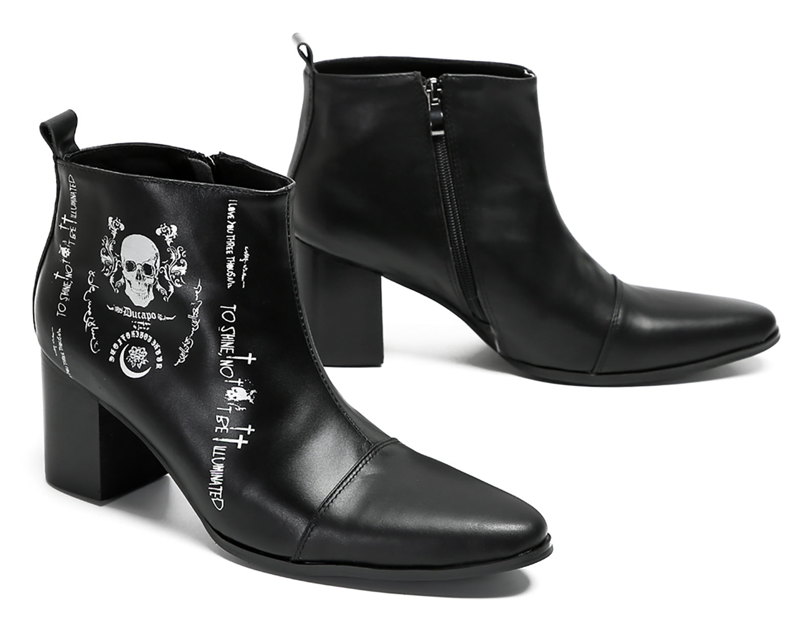Mens Skull Halloween Ankle Western Boots