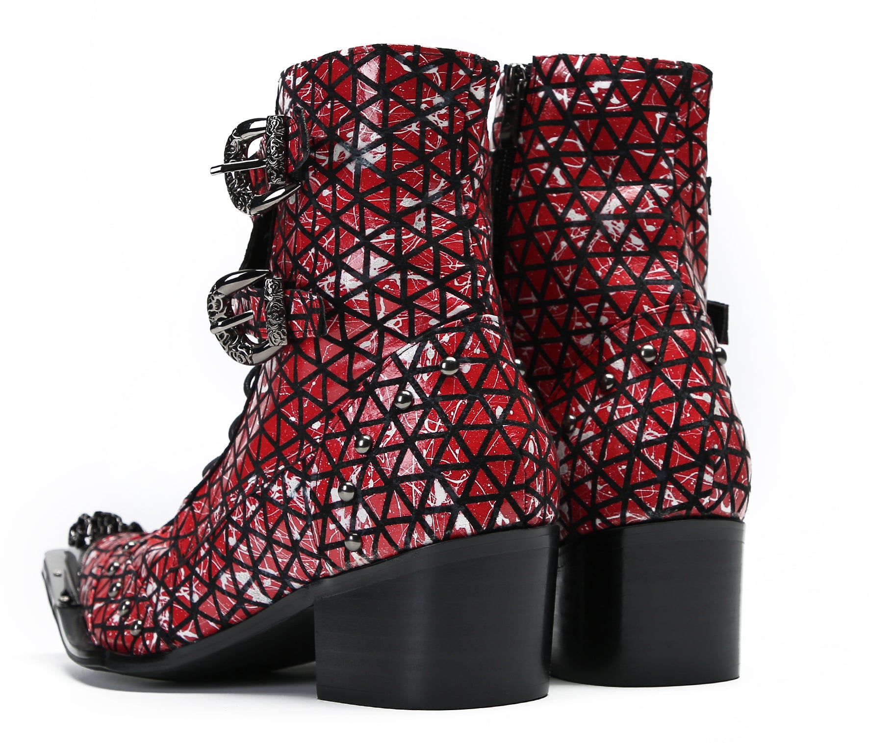 Men's Metal-Tip Toe Beads Hight Western Boots