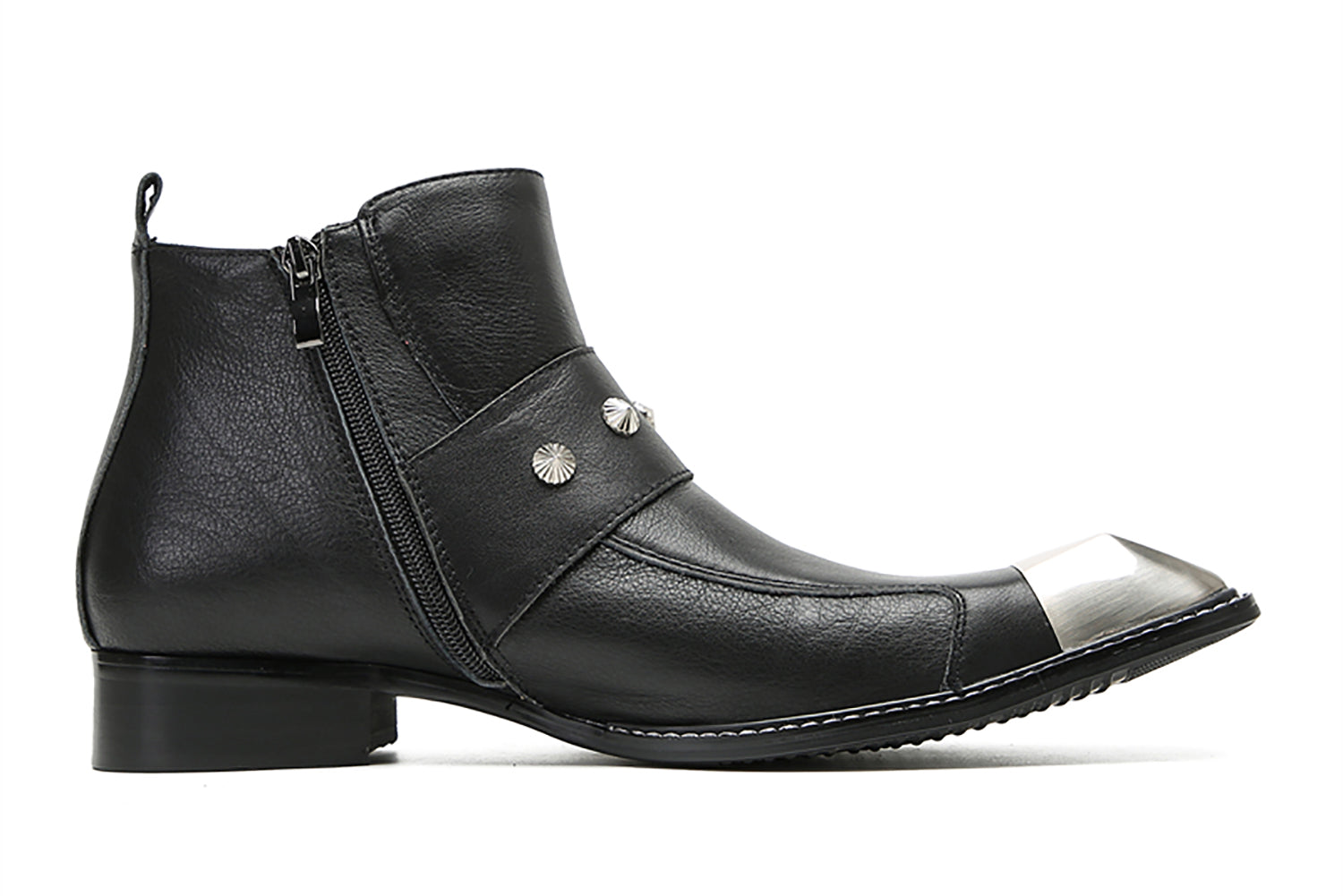 Men's Metal Square Toe Double Buckles Western Boots